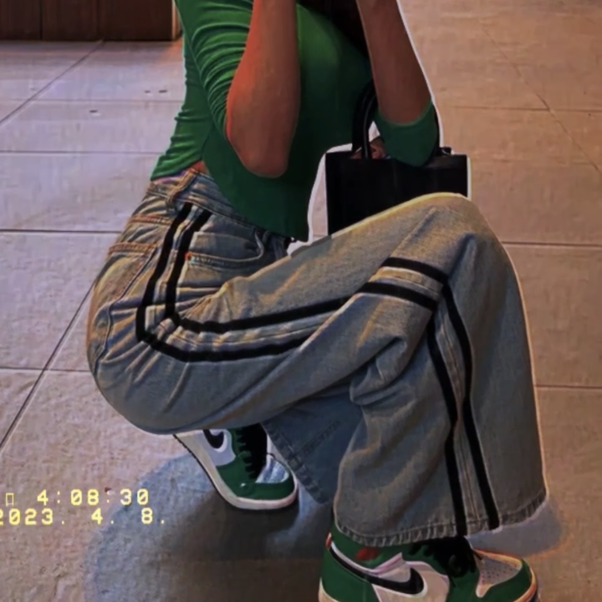 (W) Jordan 1 Retro High OG Lucky Green 착용 스타일 - 2