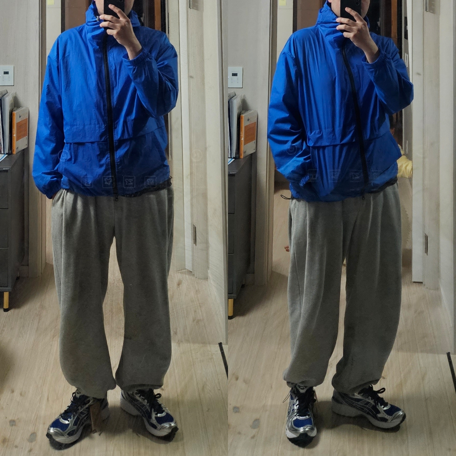 아식스 젤 카야노 14 모나코 블루 블랙 착용 스타일
