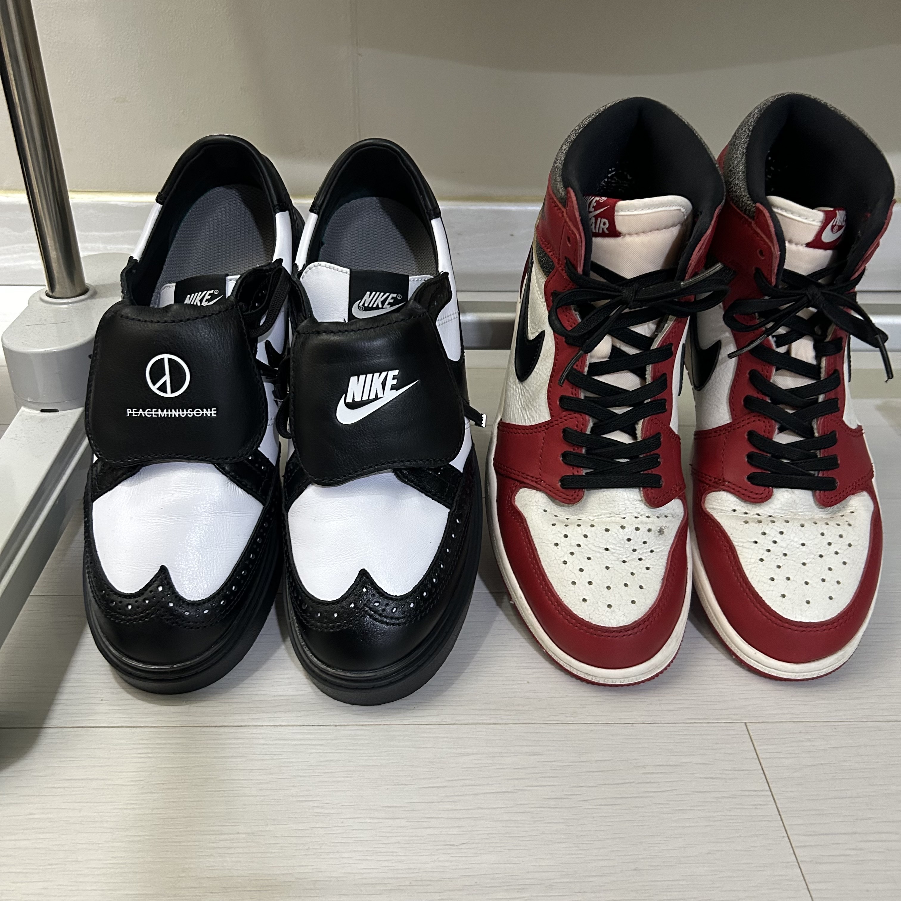 Jordan 1 Retro High OG Chicago 2022, Nike x Peaceminusone Kwondo1 Black and White 착용 스타일