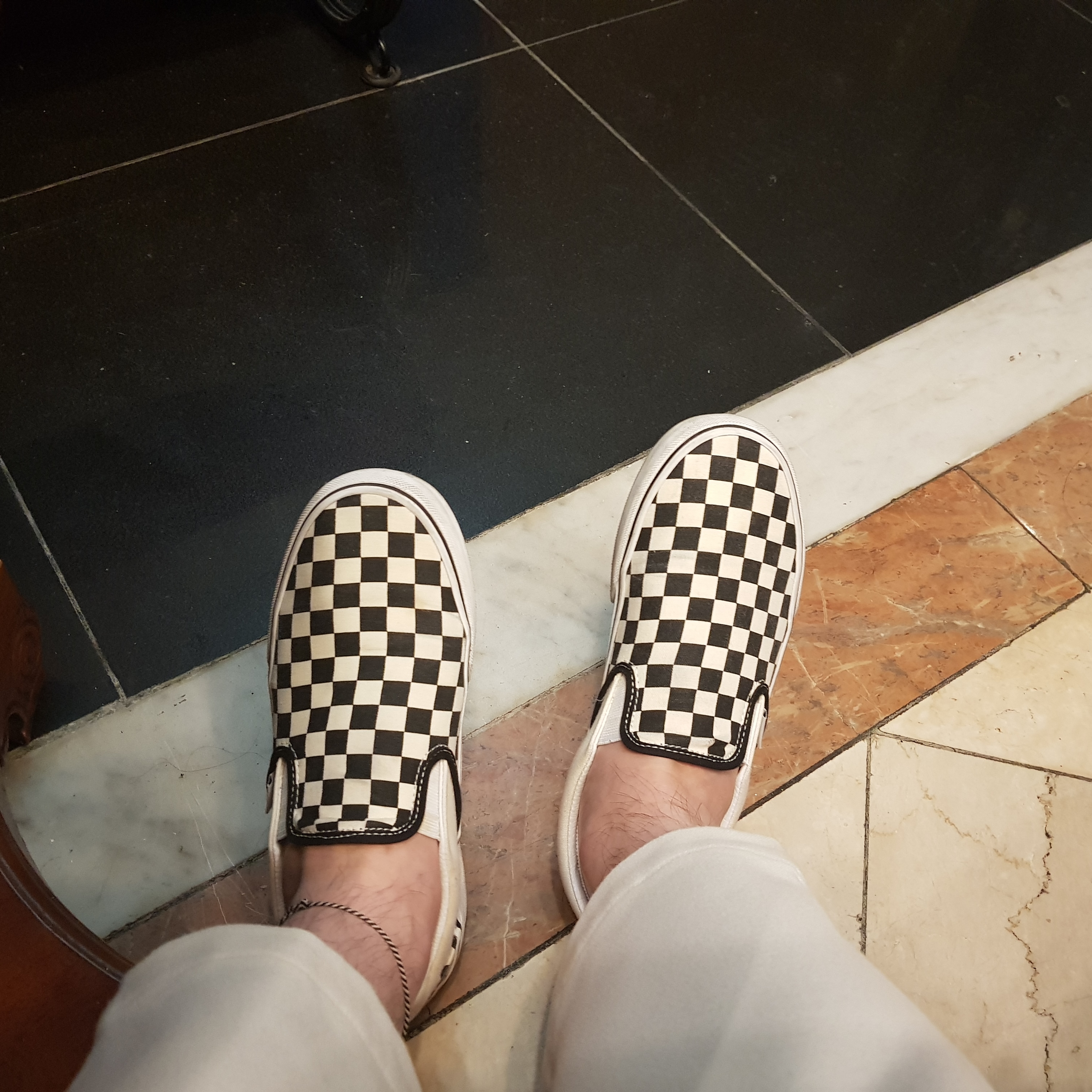 Vans Classic Slip-On Platform Checkerboard 착용 스타일