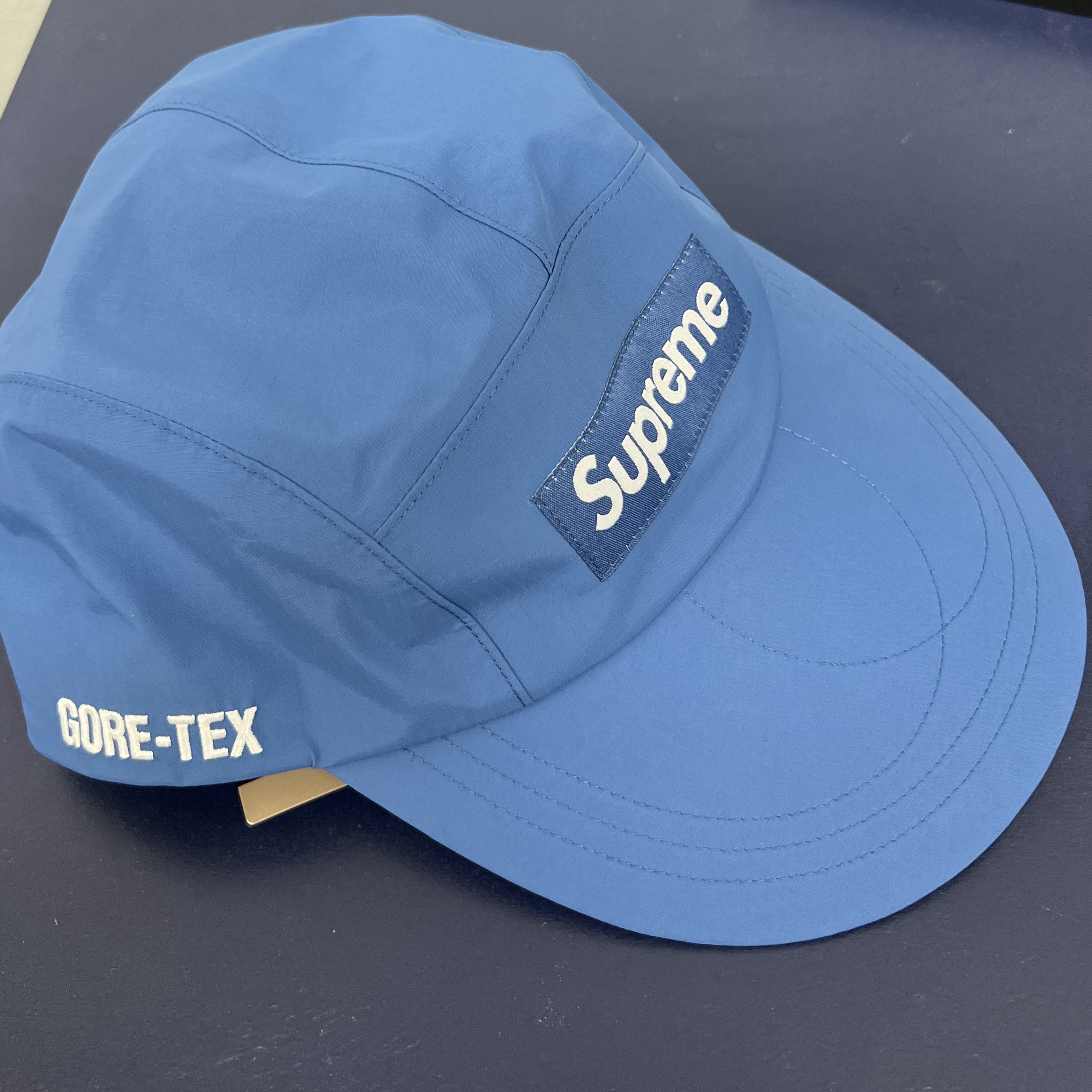 Supreme Gore-Tex Paclite Long Bill Camp Cap Blue - 23SS 착용 스타일