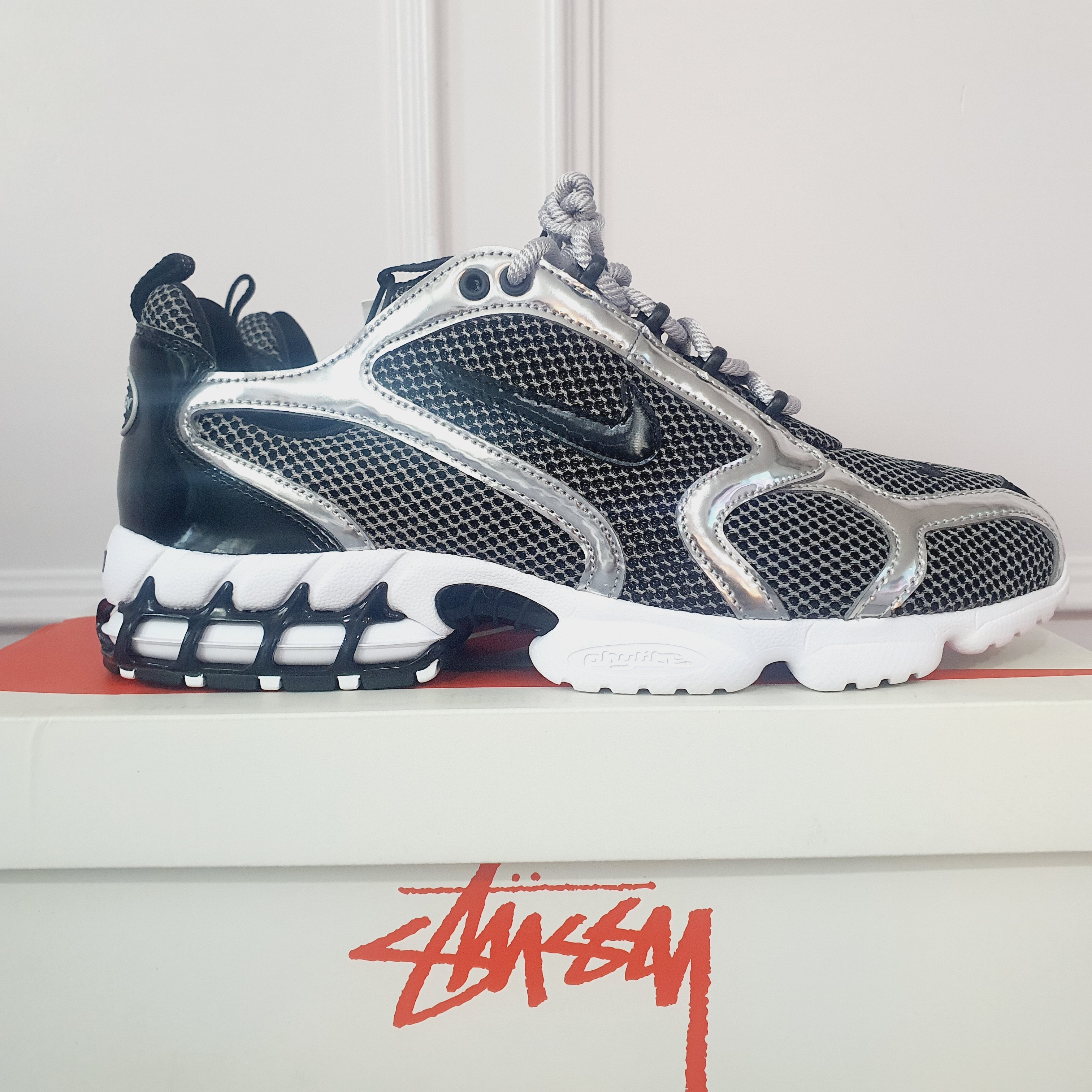 Nike x Stussy Air Zoom Spiridon Cage 2 Pure Platinum 착용 스타일