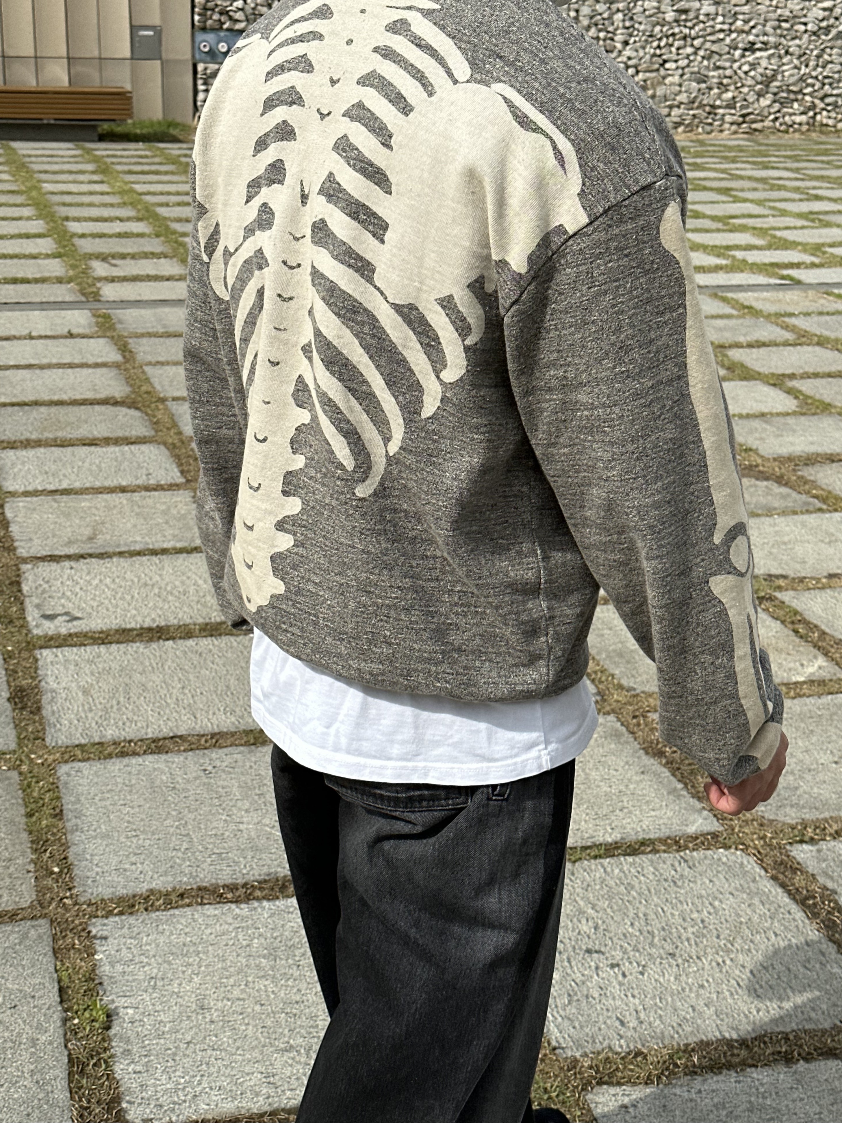 Kapital Fleece Big Crewneck Sweat Heather Charcoal 착용 스타일