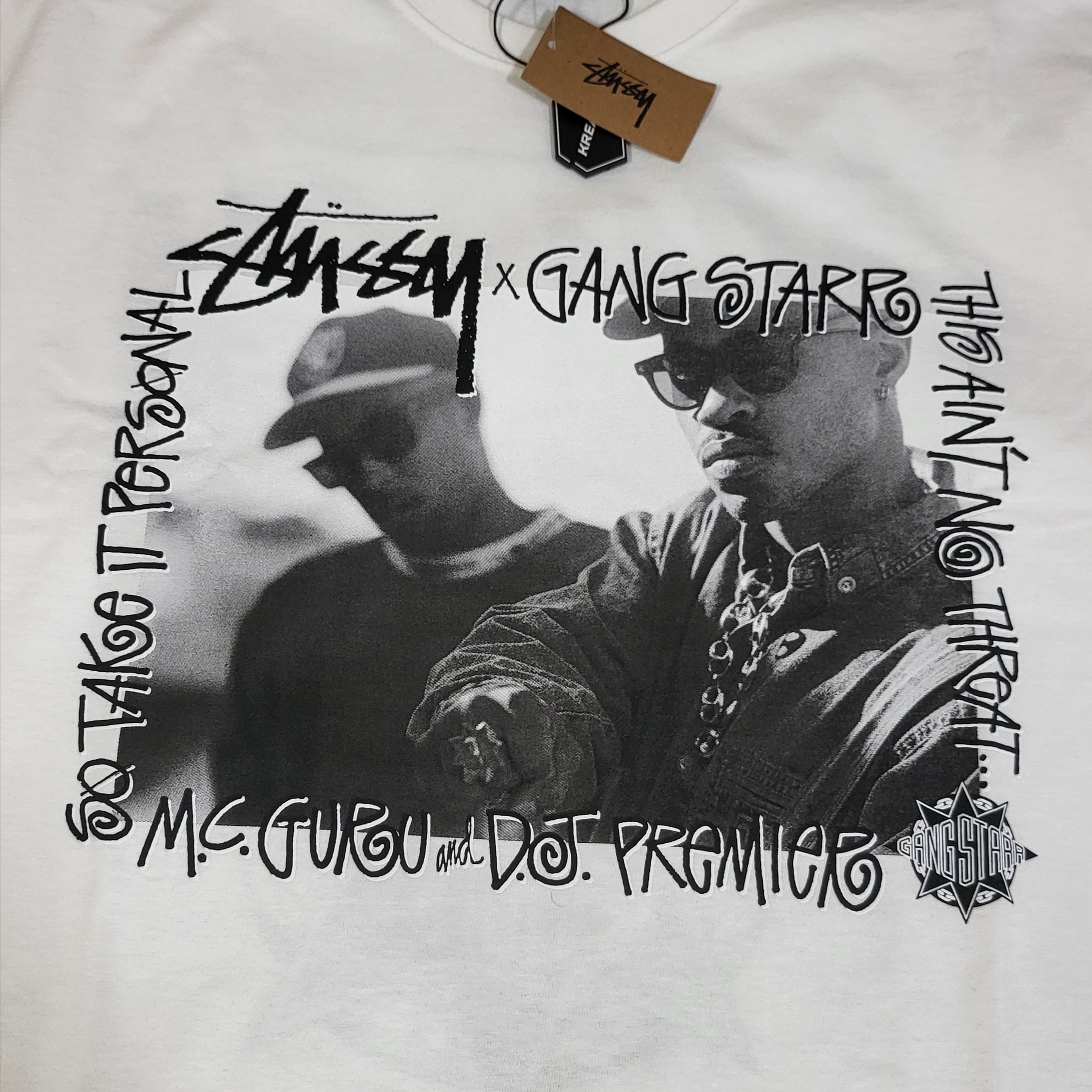 Stussy x Gang Starr Take It Personal T-Shirt White 착용 스타일