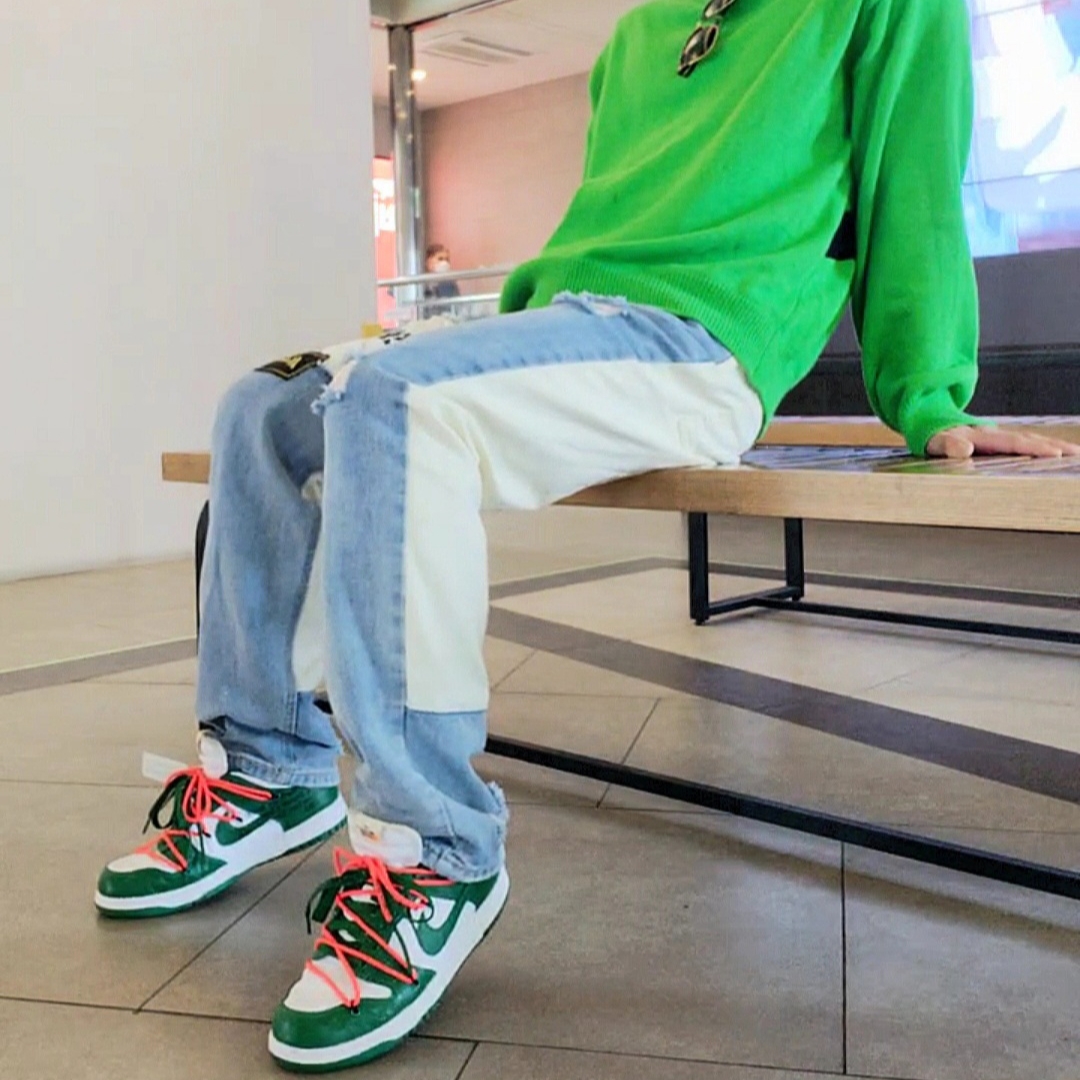 Nike x Off-White Dunk Low Pine Green 착용 스타일 - 2