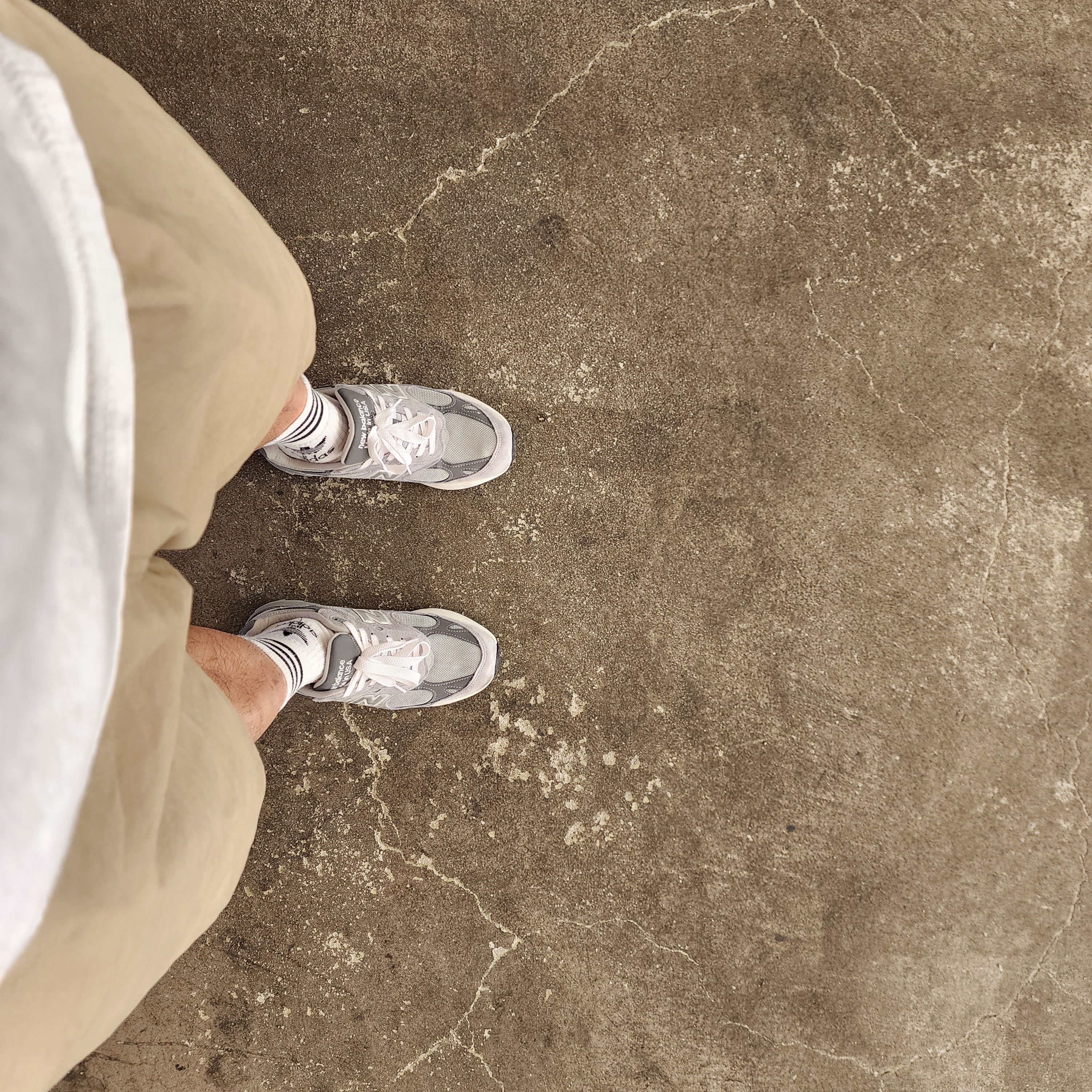 New Balance 993 Made in USA Grey - 2E Wide 착용 스타일 - 1