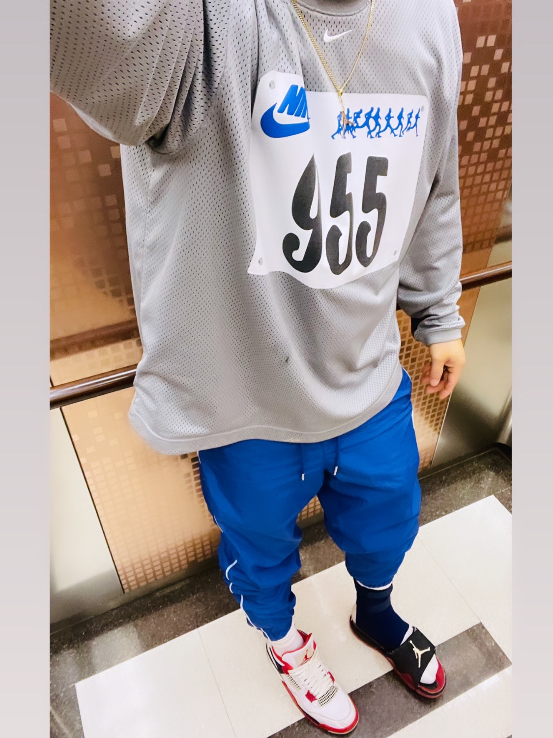 Jordan 4 Retro OG Fire Red 2020, Nike x Cactus Plant Flea Market L/S Jersey Grey - Asia 착용 스타일 - 1
