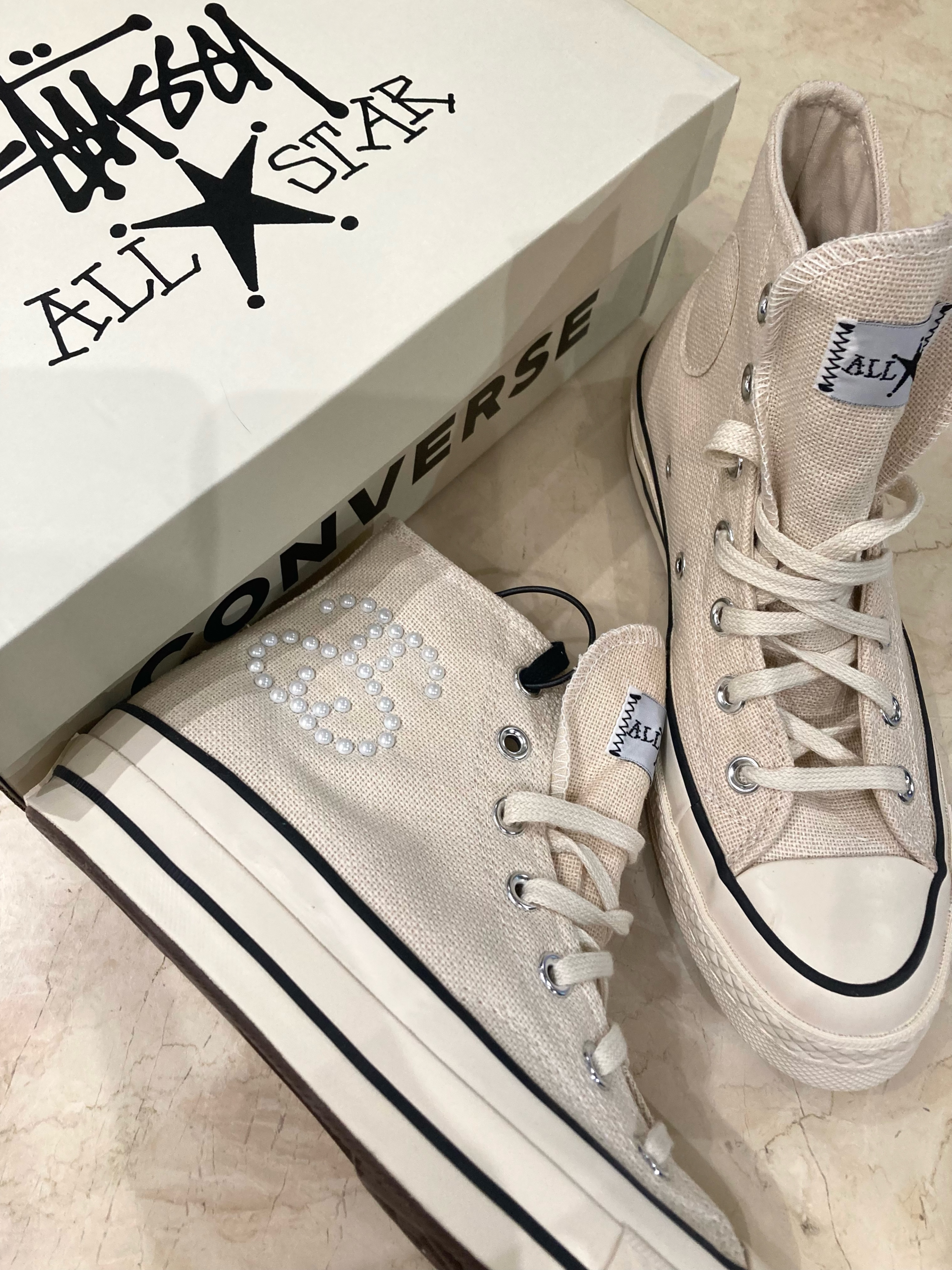 Converse x Stussy Chuck 70 High Natural Ivory 착용 스타일
