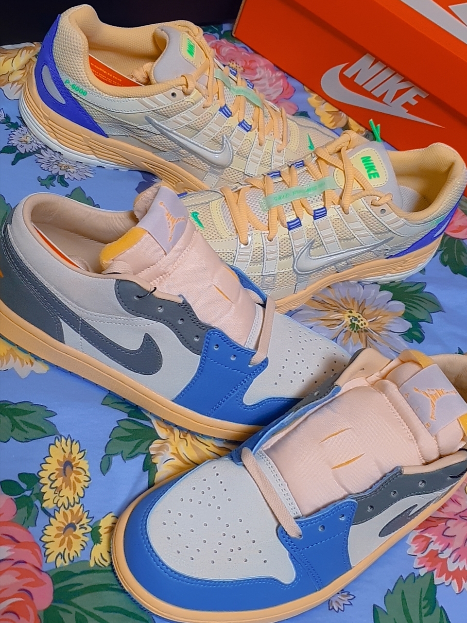 Jordan 1 Low SE Tokyo 96, Nike P-6000 Coconut Milk Medium Blue 착용 스타일