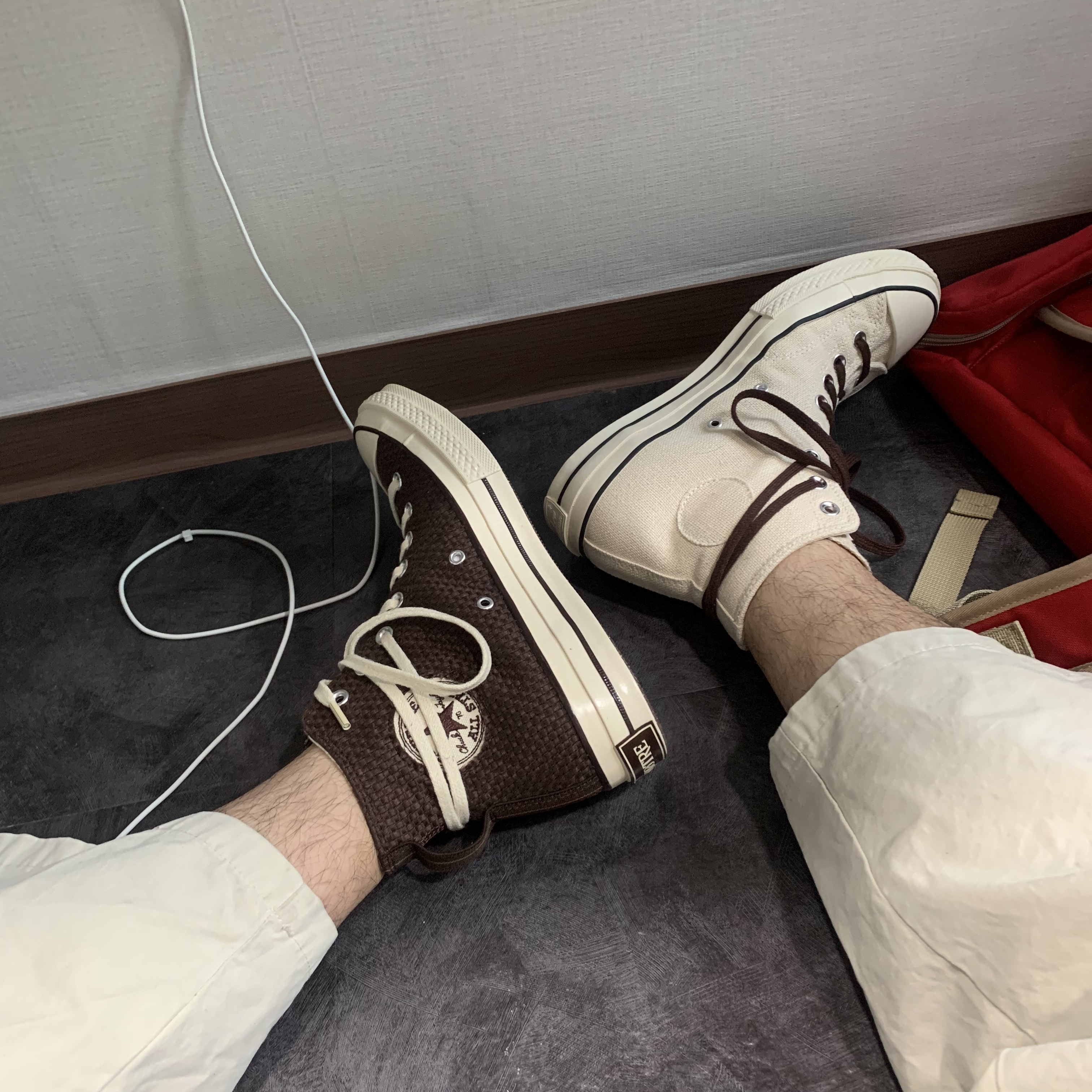 Converse x Notre Chuck 70 High Deep Mahogany, Converse x Stussy Chuck 70 High Natural Ivory 착용 스타일 - 3