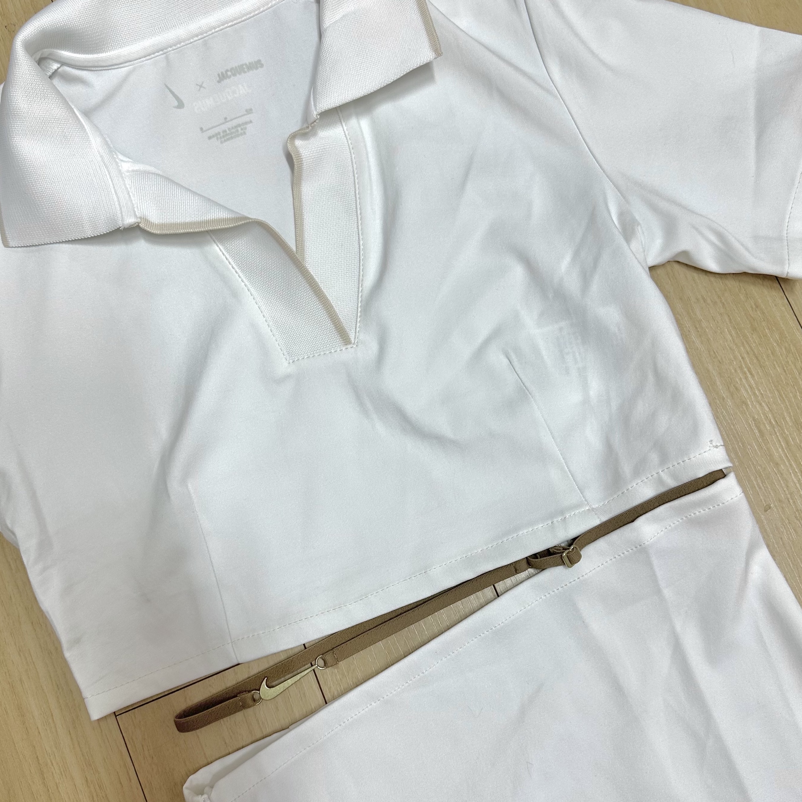 (W) Nike x Jacquemus NRG Short Sleeve Polo Dress White - Asia 착용 스타일