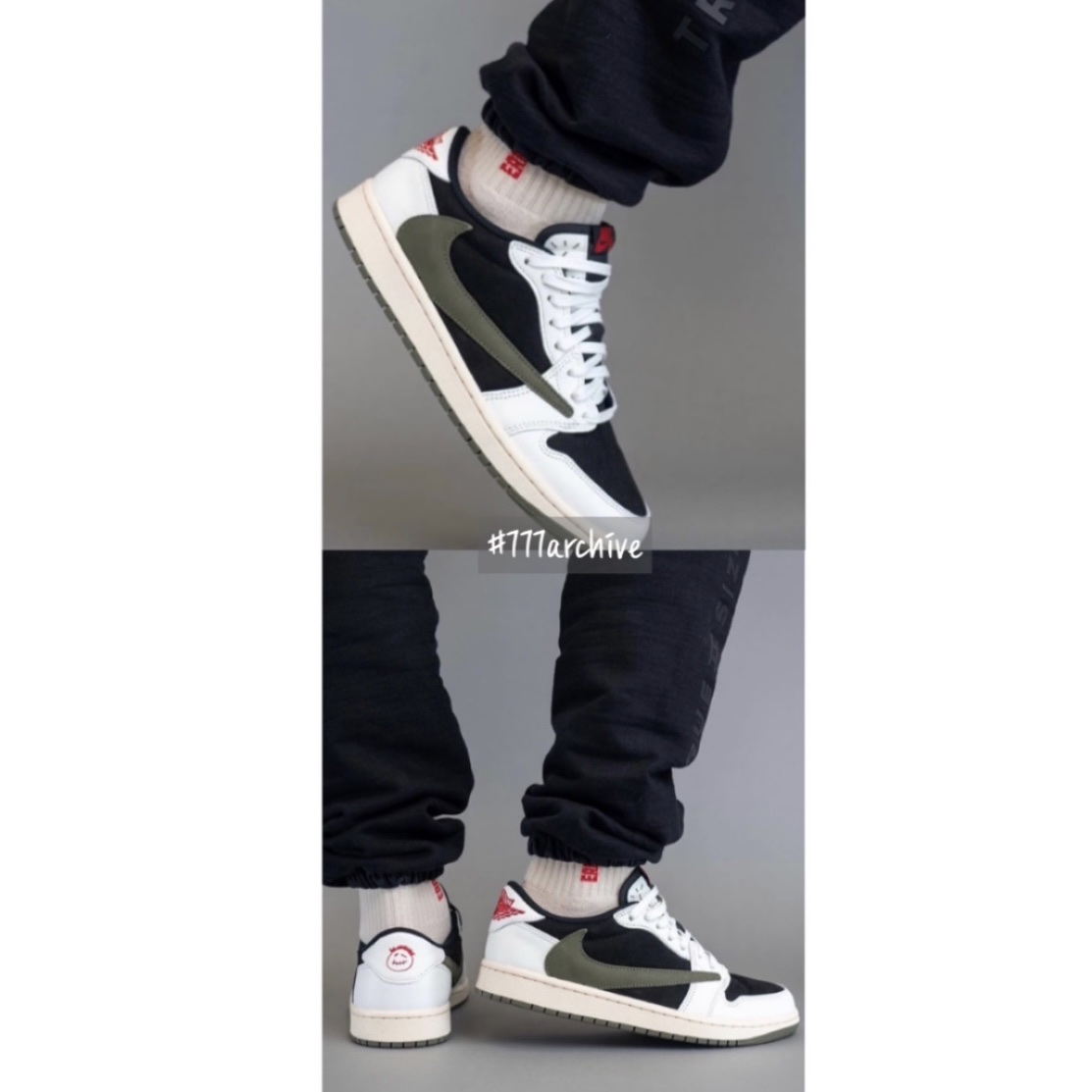 (W) Jordan 1 x Travis Scott Retro Low OG SP Medium Olive 착용 스타일 - 4