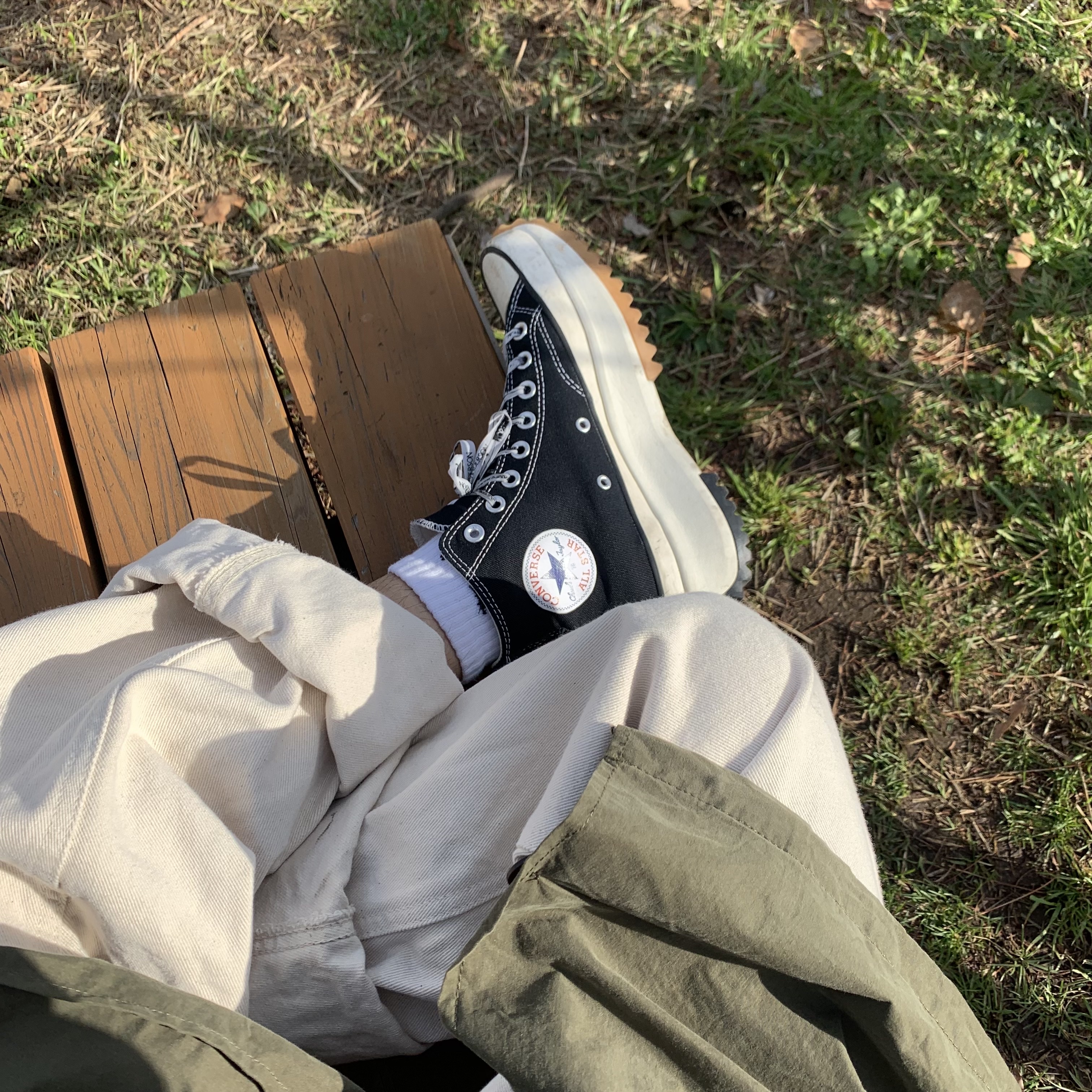 Converse x JW Anderson Run Star Hike Hi Black 착용 스타일