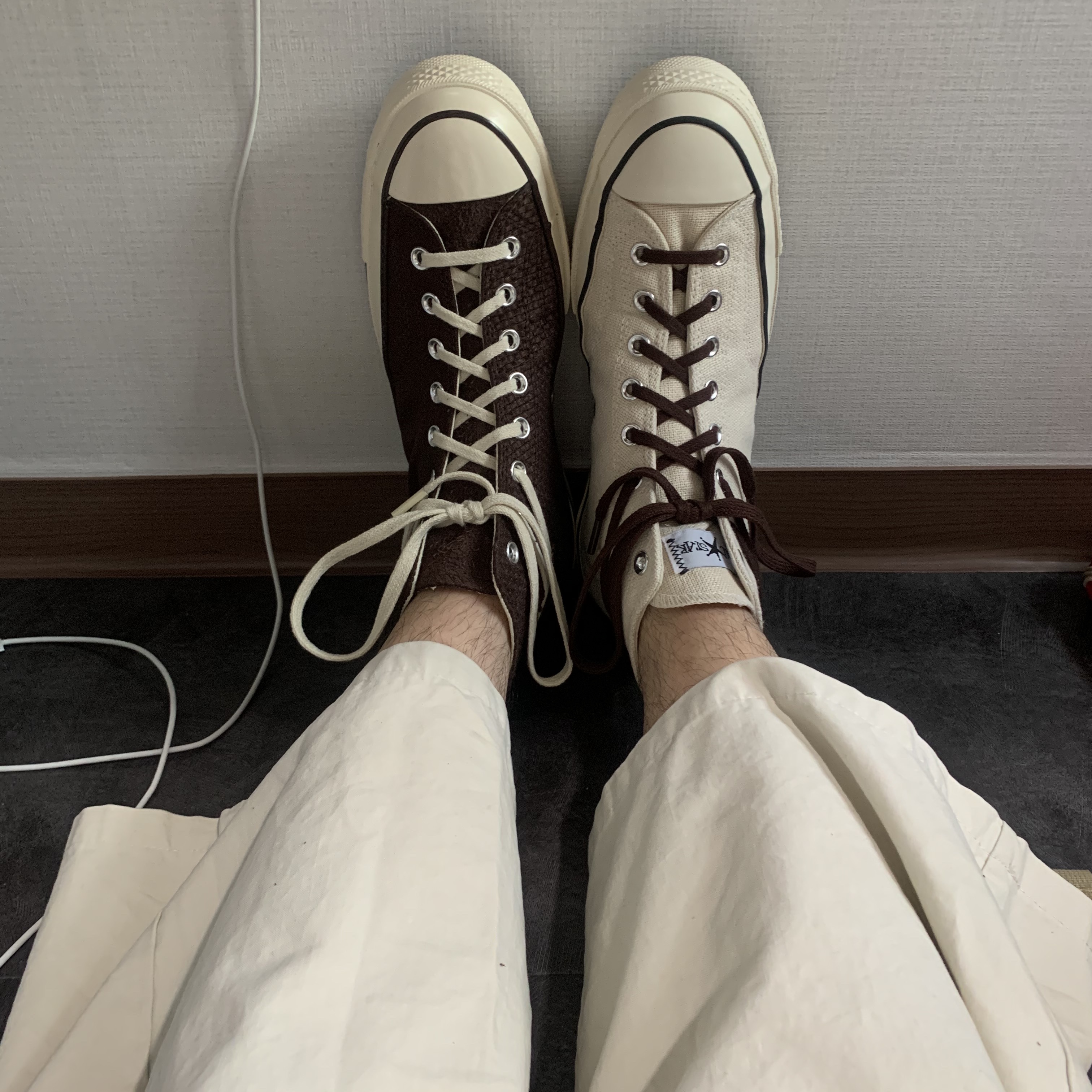 Converse x Notre Chuck 70 High Deep Mahogany, Converse x Stussy Chuck 70 High Natural Ivory 착용 스타일 - 2