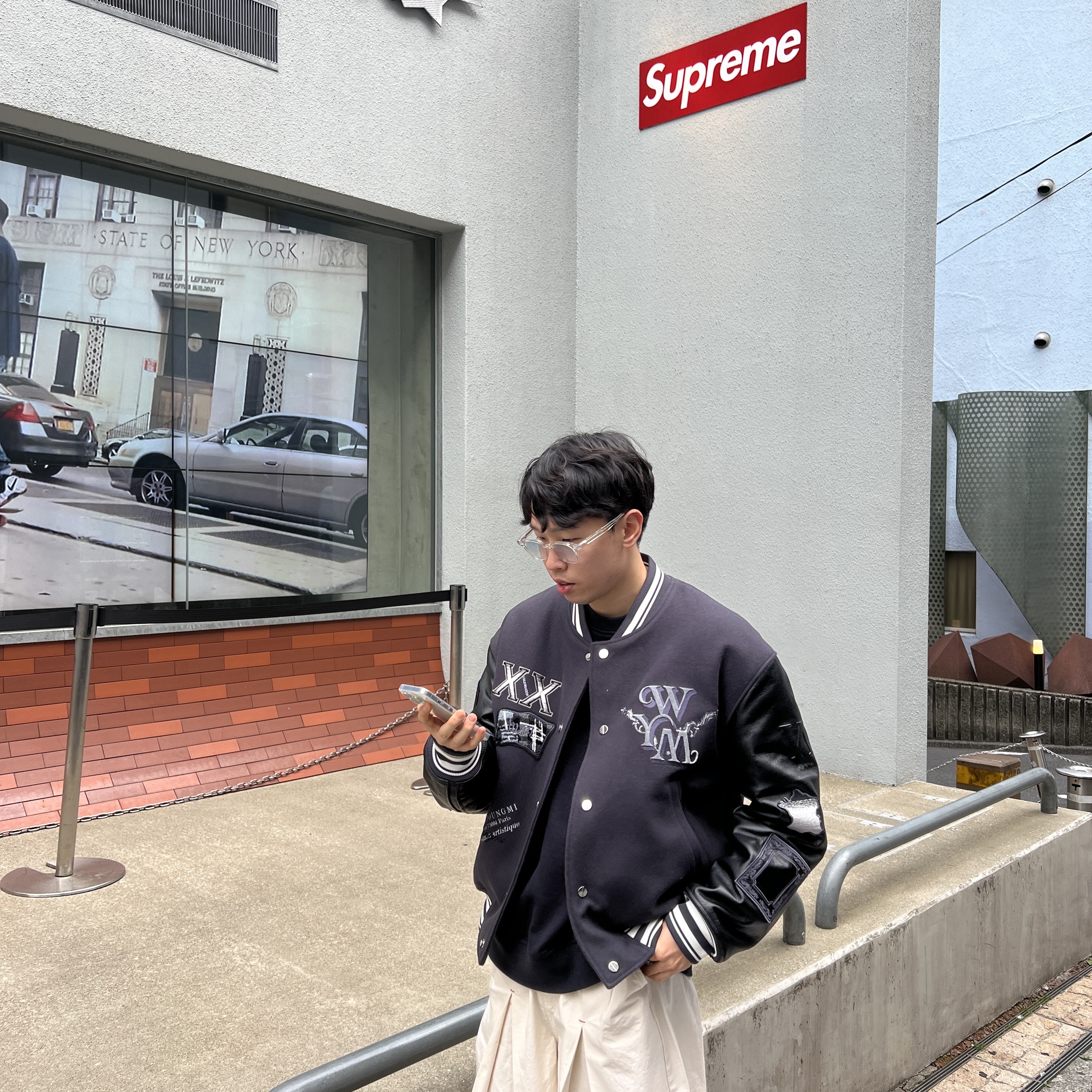 Wooyoungmi Varsity Jacket Gray - 23SS 착용 스타일
