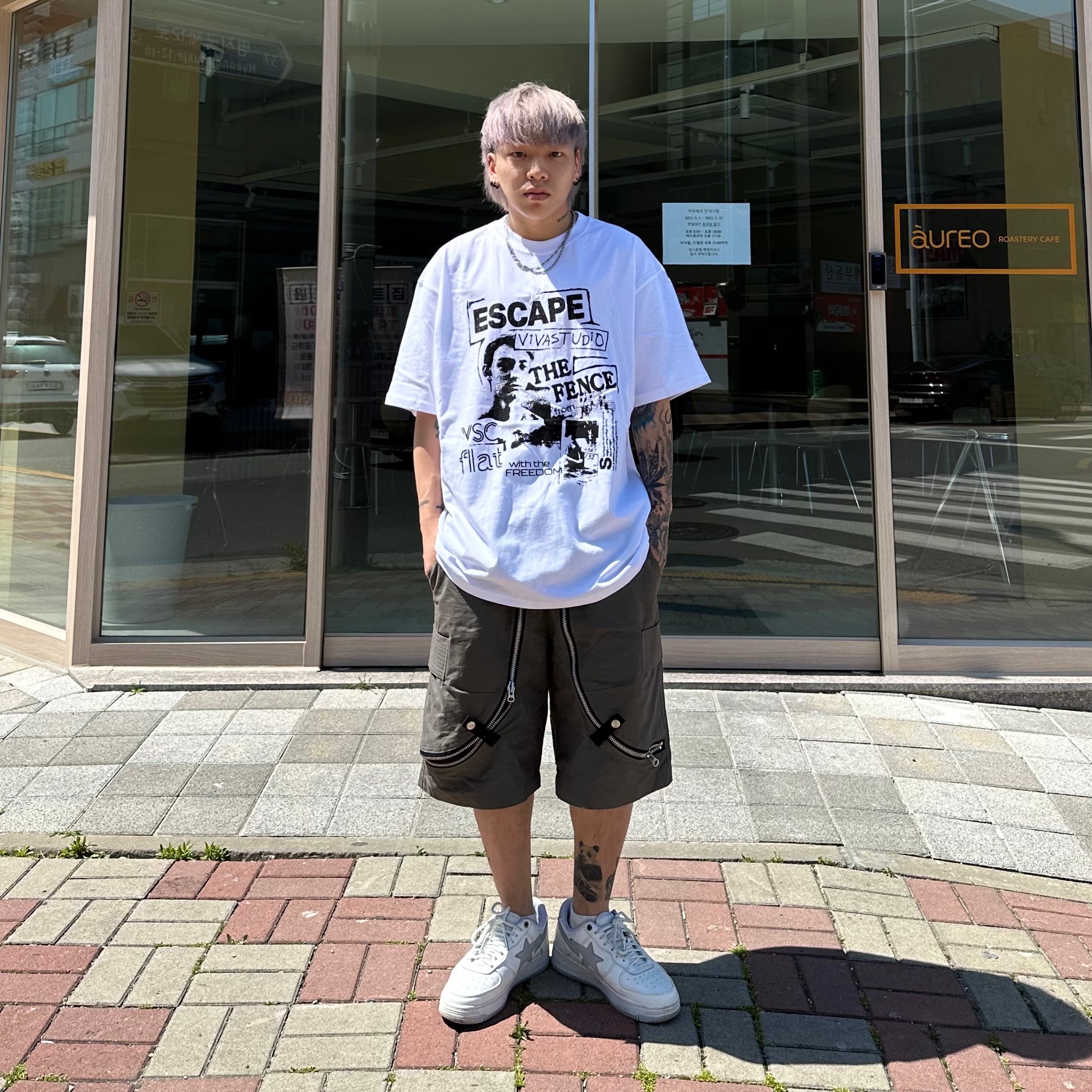 BAPE x JJJJound Bape Sta Low White Light Grey 착용 스타일 - 1