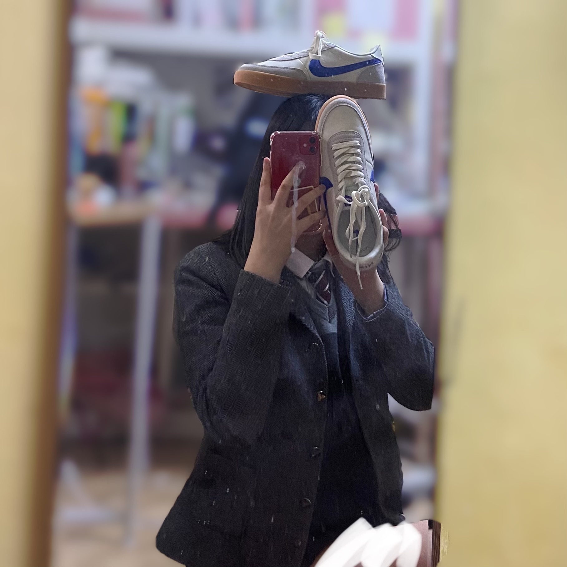나이키 킬샷 2 레더 하이퍼 블루 착용 스타일 - 1