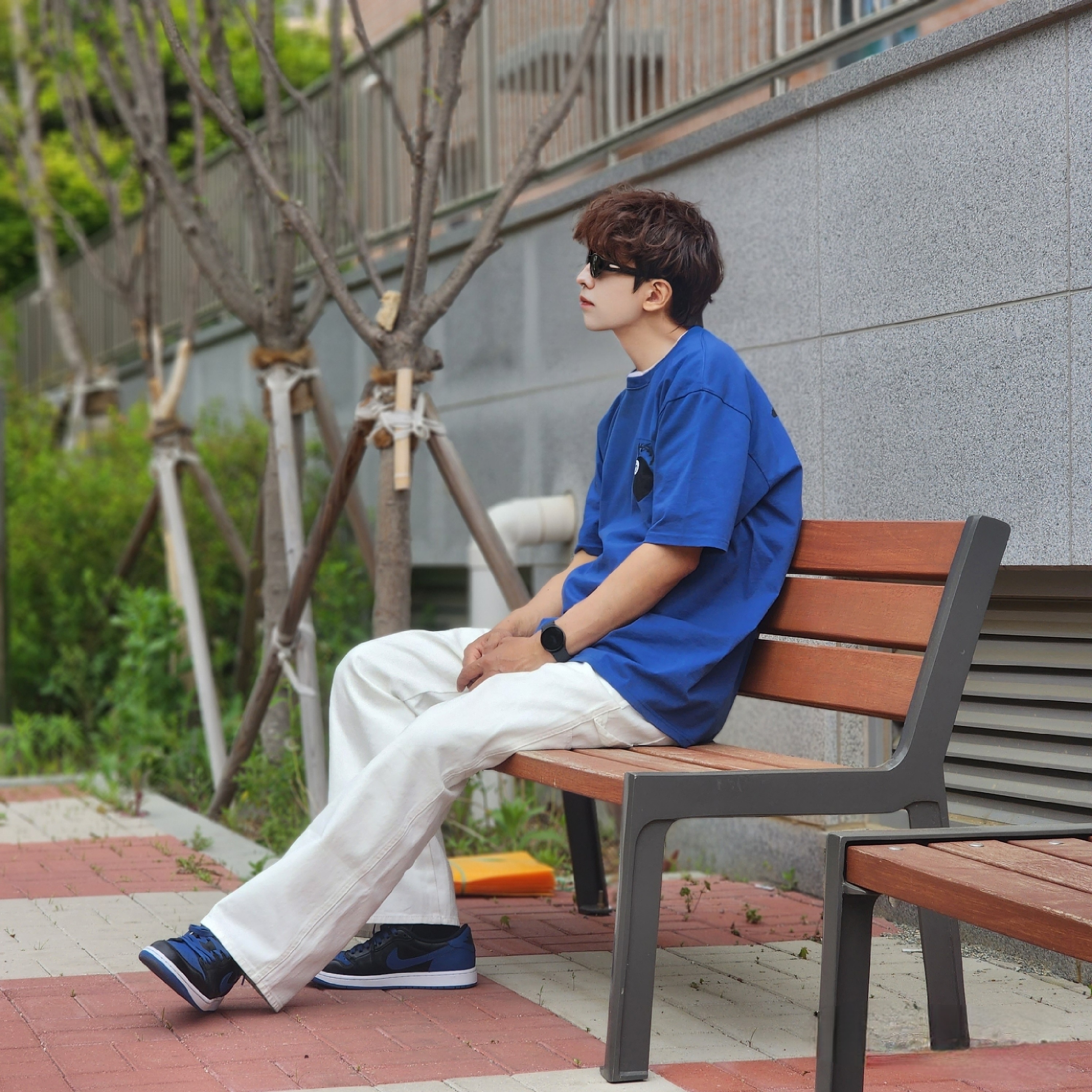 Jordan 1 Retro Low OG Mystic Navy, Stussy 8 Ball T-Shirt Midnight - 22SS 착용 스타일 - 2