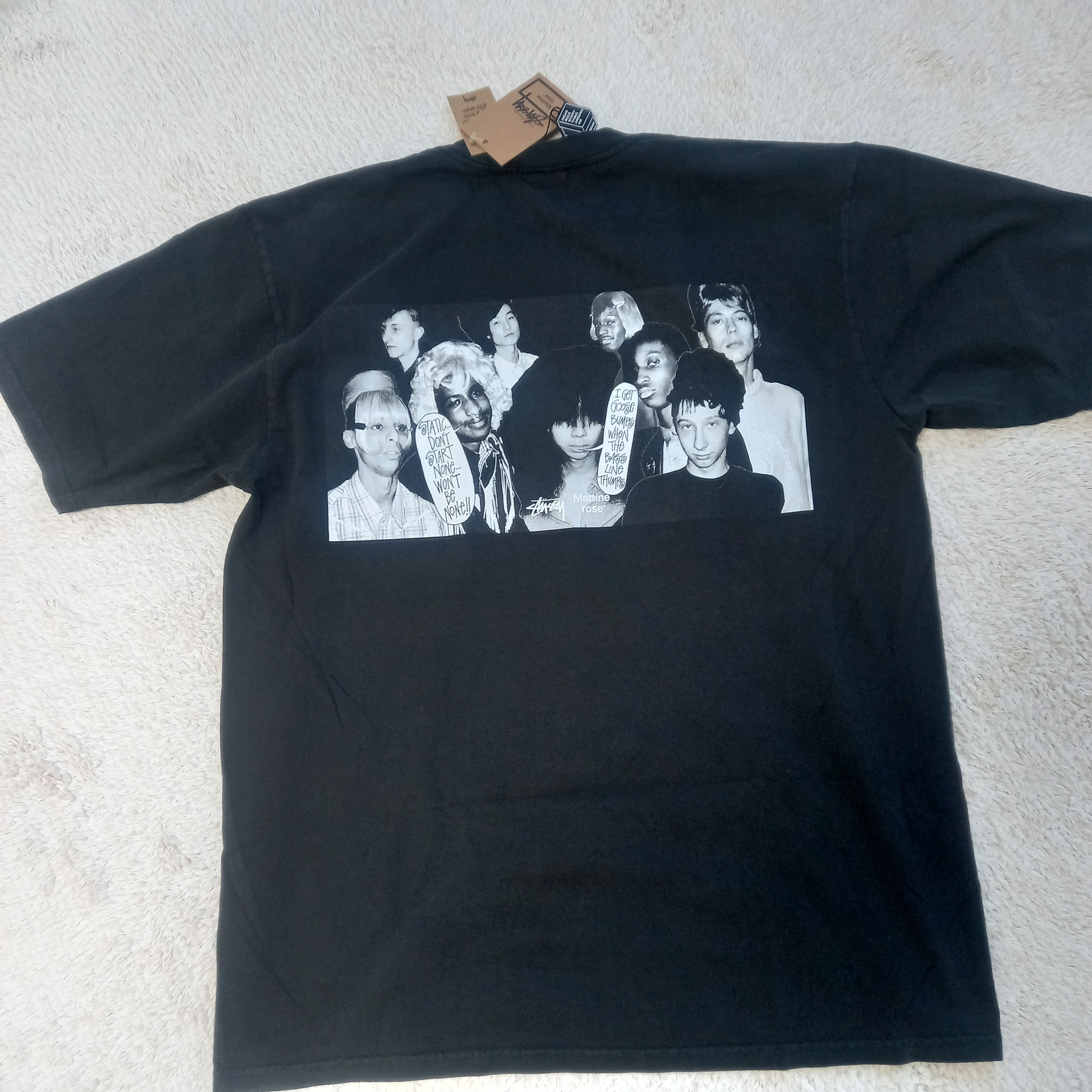 Stussy x Martine Rose Collage Pigment Dyed T-Shirt Black 착용 스타일 - 1