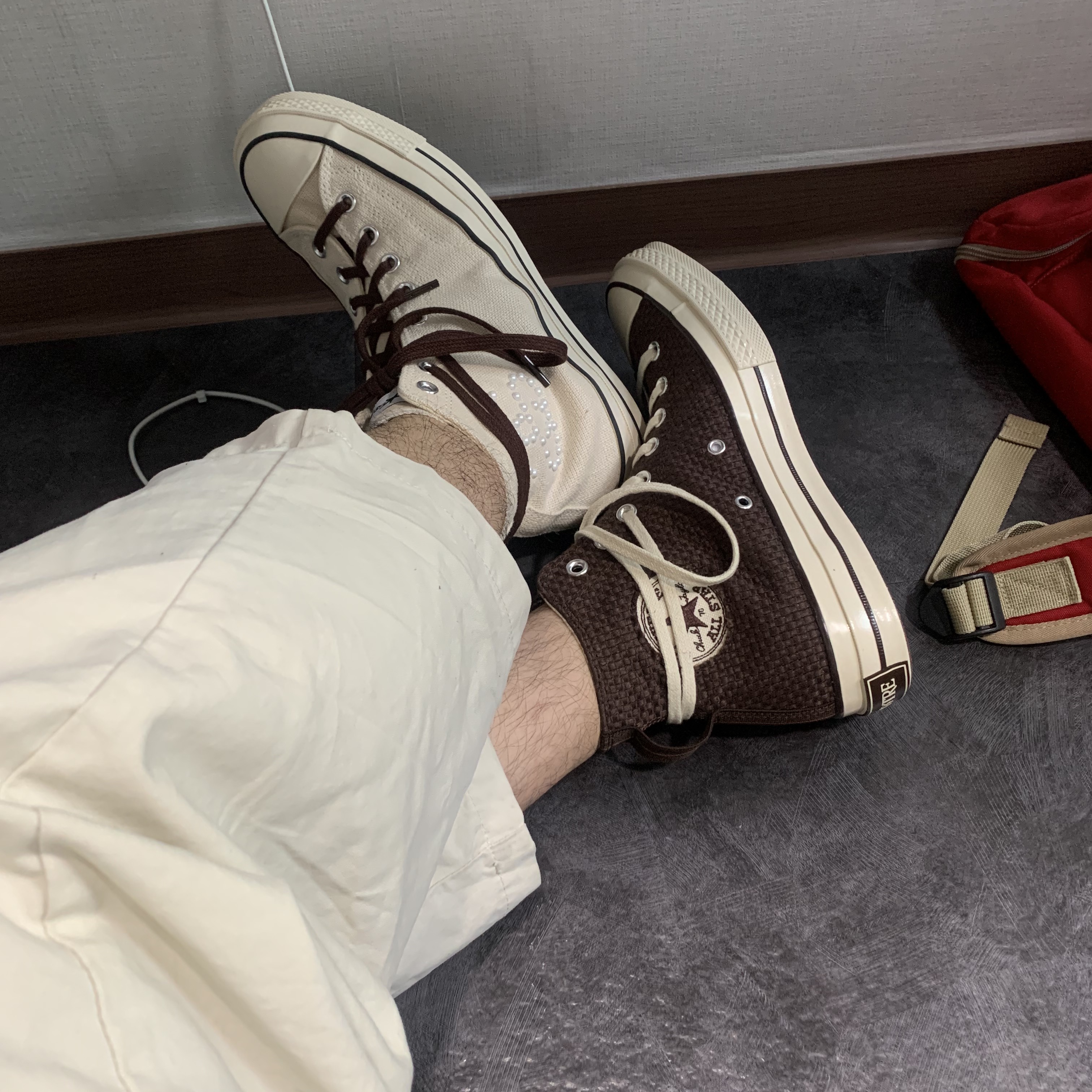 Converse x Notre Chuck 70 High Deep Mahogany, Converse x Stussy Chuck 70 High Natural Ivory 착용 스타일 - 5