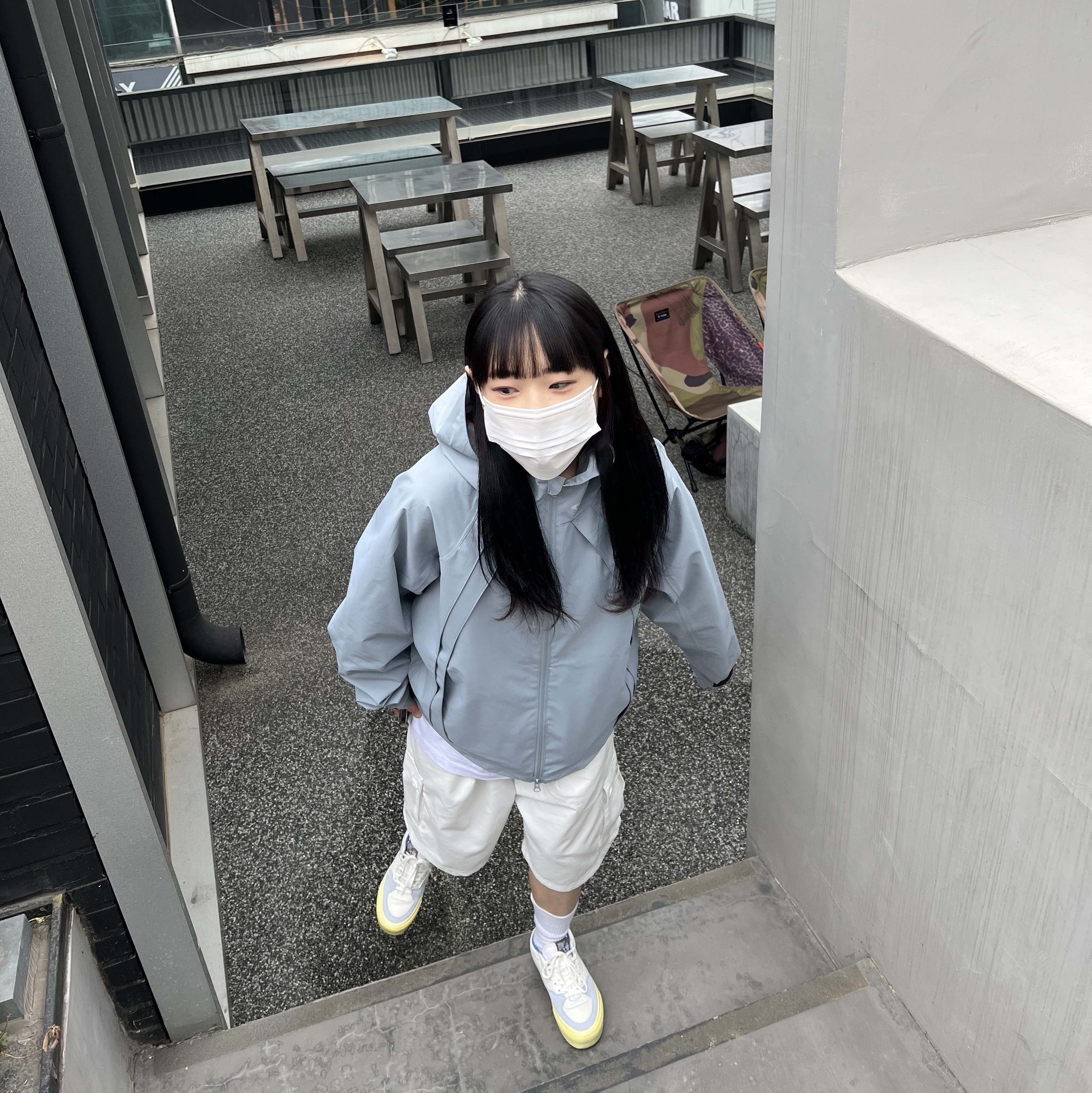 Sansan Gear Windblock Jacket Sky Blue - 22FW 착용 스타일