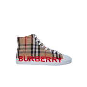 (Kids) Burberry Vintage Check Logo High-Top Sneakers Archive Beige