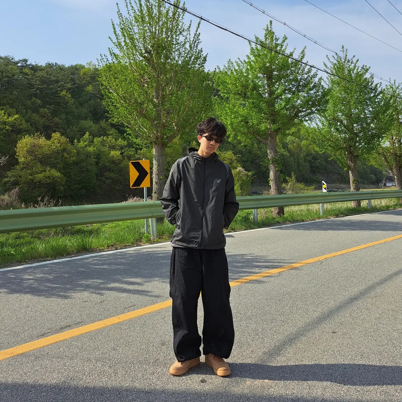 Sansan Gear Wide Snap Pants Black - 23SS, Sansan Gear Paneled Jacket Black - 23SS 착용 스타일