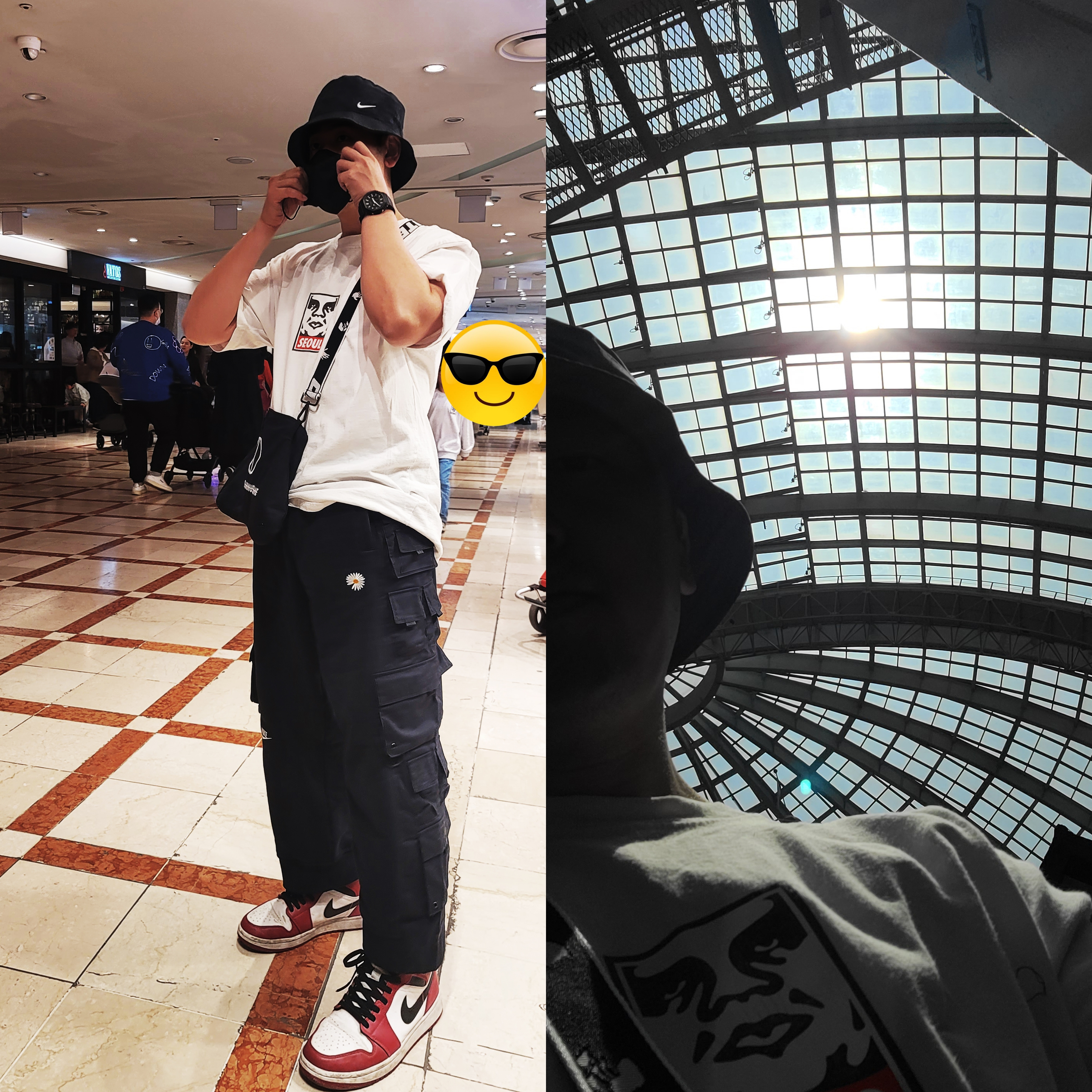 Nike x Peaceminusone Wide Pants Black (DR0096-010), Jordan 1 Mid Chicago 2020 착용 스타일 - 1