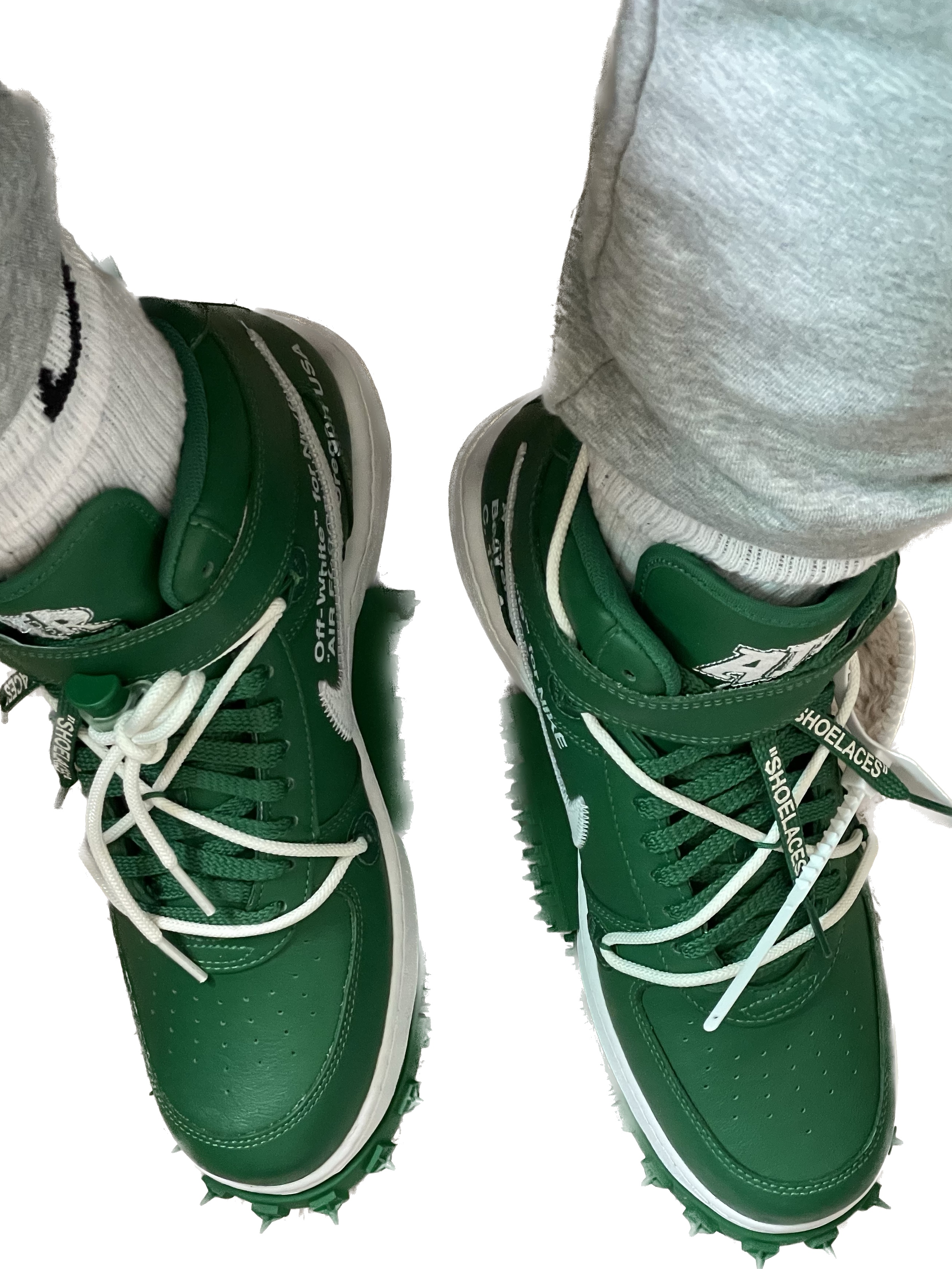 Nike x Off-White Air Force 1 Mid SP Leather Pine Green 착용 스타일 - 2