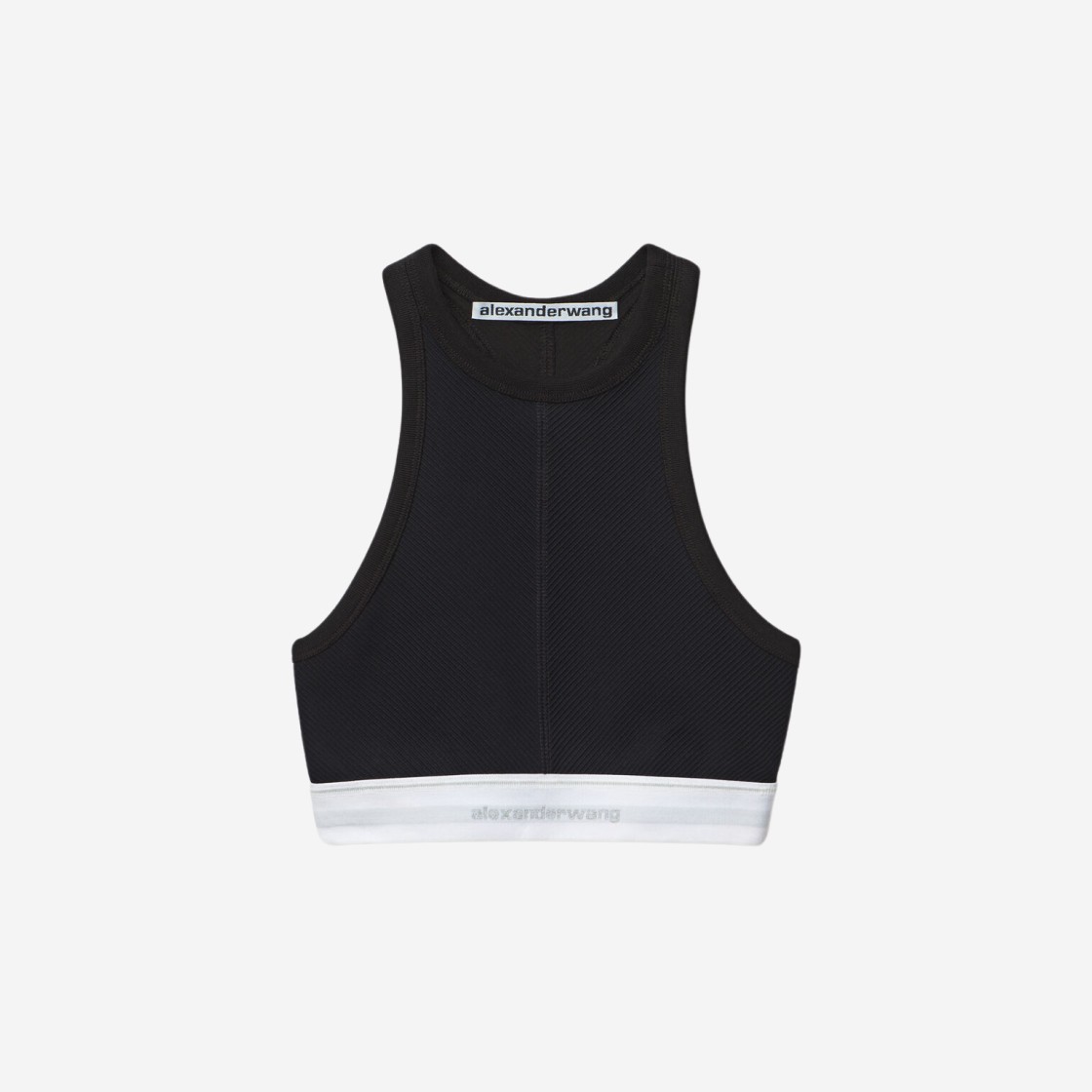 (W) Alexander Wang Logo Elastic Bra Top in Stretch Knit Black 상세 이미지 1