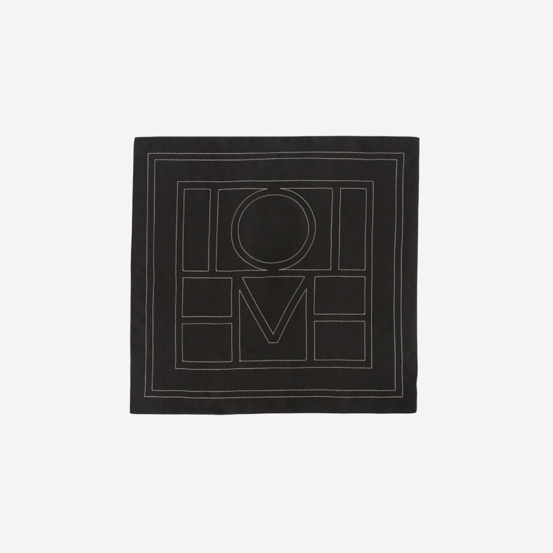 Toteme Embroidered Monogram Silk Scarf Black Creme 상세 이미지 1