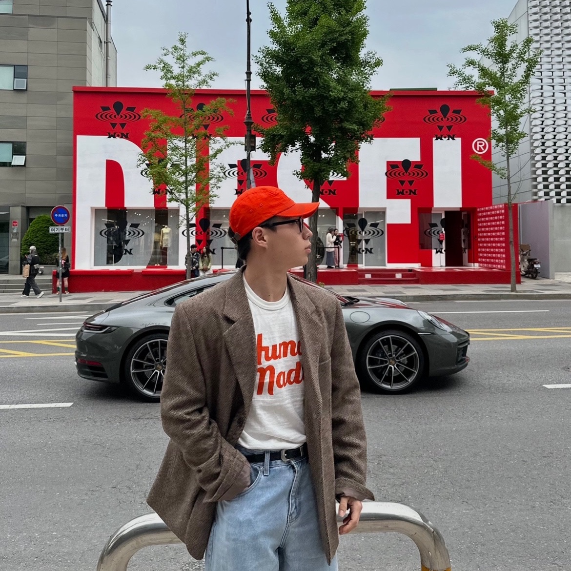 Supreme Washed Chino Twill Camp Cap Orange - 22FW 착용 스타일