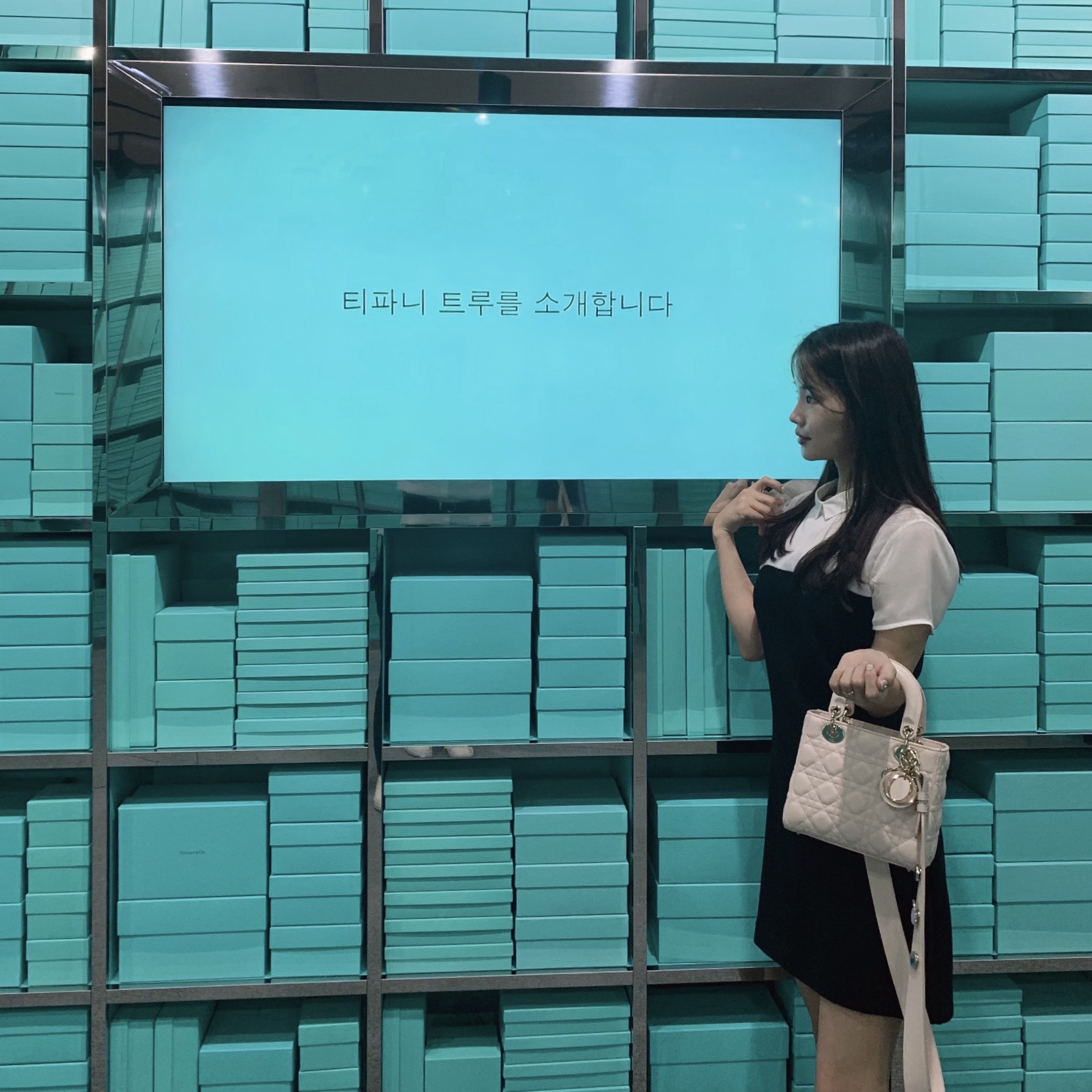 Dior Medium Lady Bag Cannage Lambskin Blush 착용 스타일