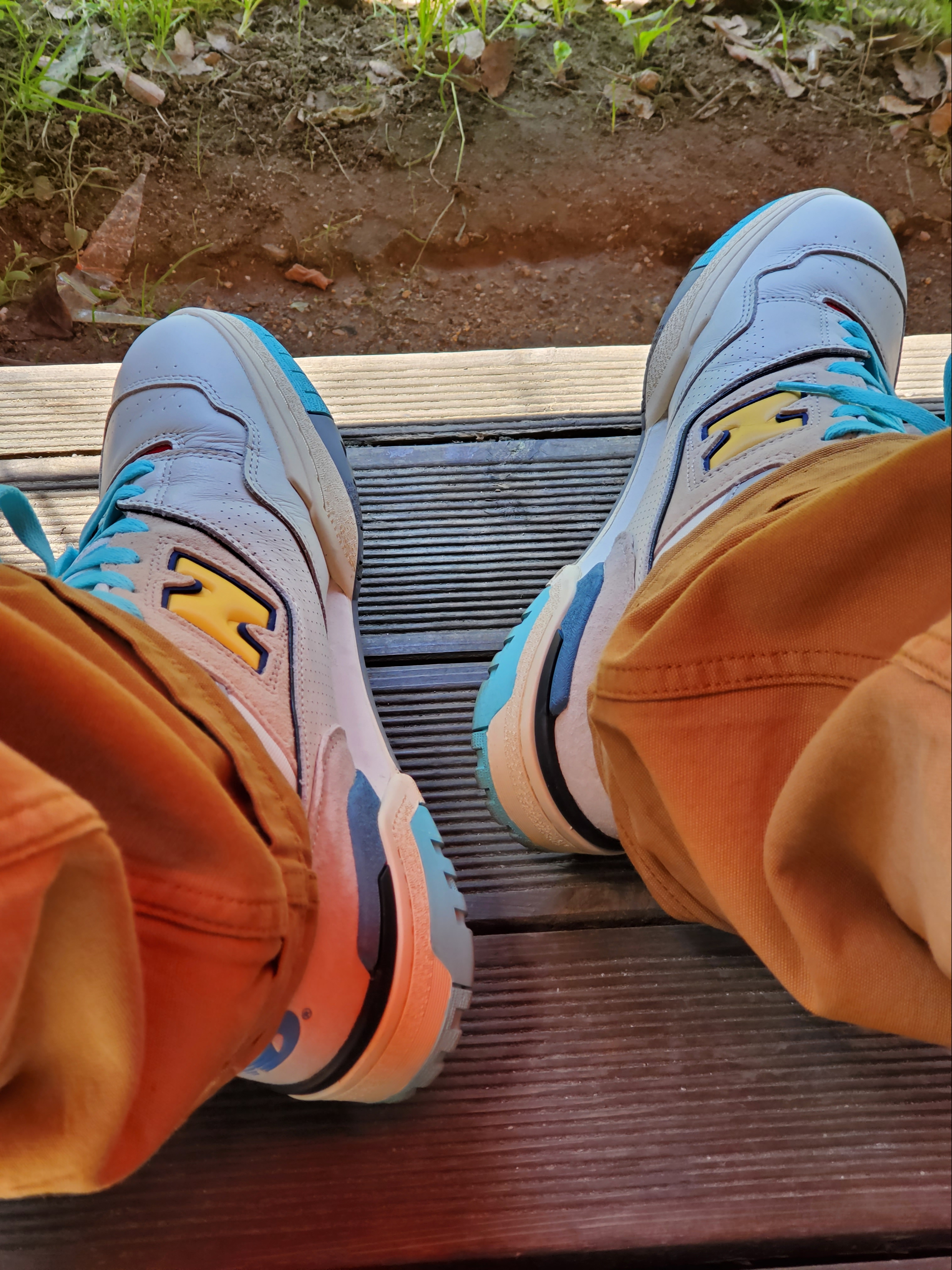 New Balance 550 Sea Salt Yellow - 2E Wide, New Era x Fear of God 59FIFTY Corduroy Size Cap Walnut 착용 스타일 - 5