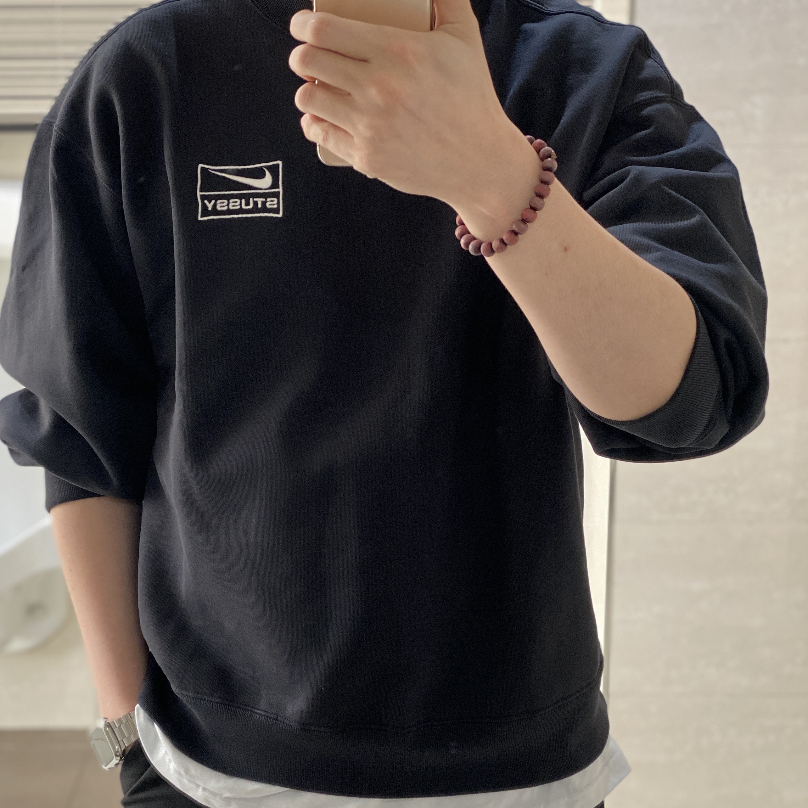 Nike x Stussy NRG Washed Fleece Crewneck Black (DO5310-010) 착용 스타일