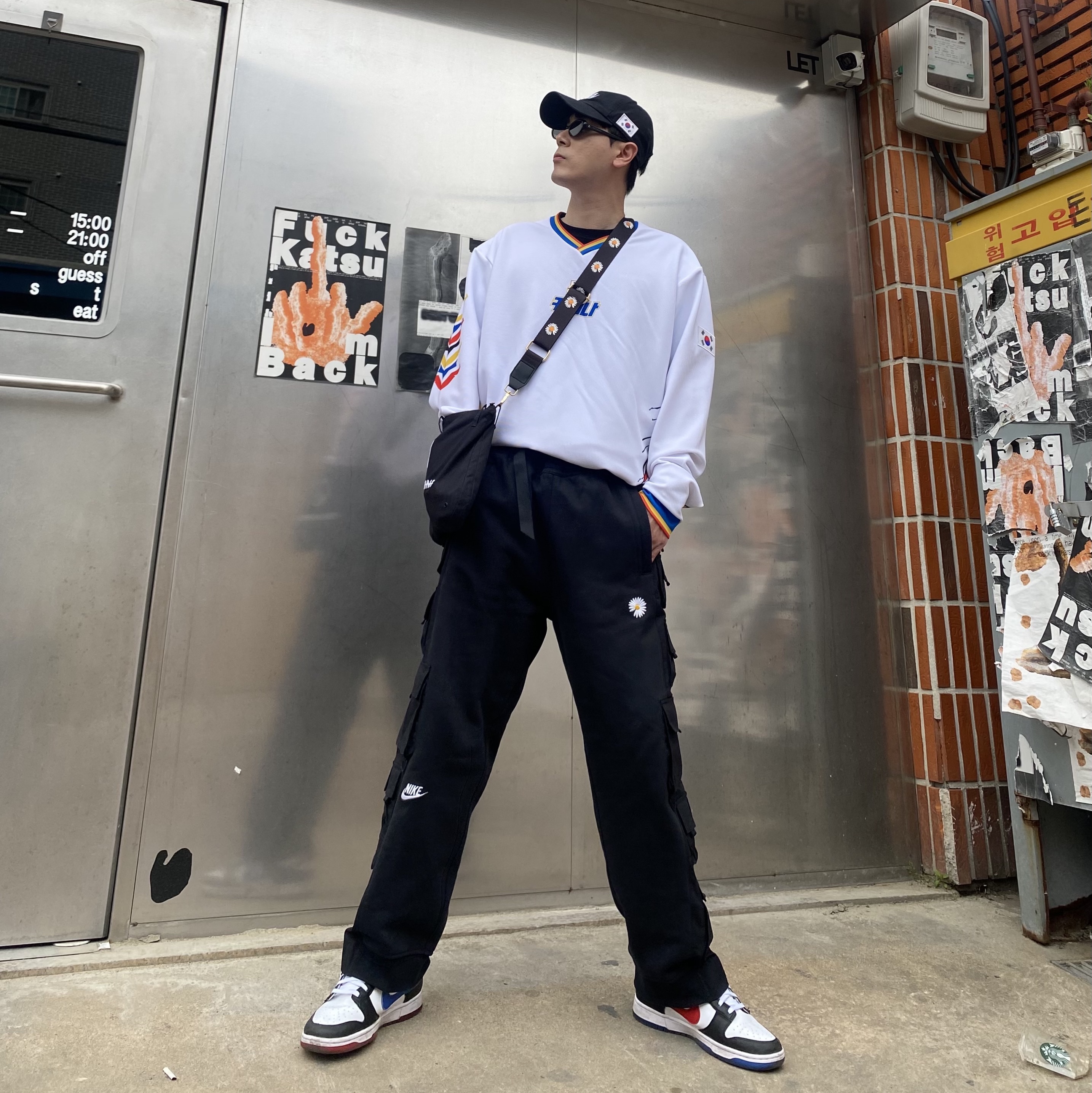 Nike H86 Korea Cap Black, Nike x Peaceminusone Wide Pants Black (DR0096-010) 착용 스타일