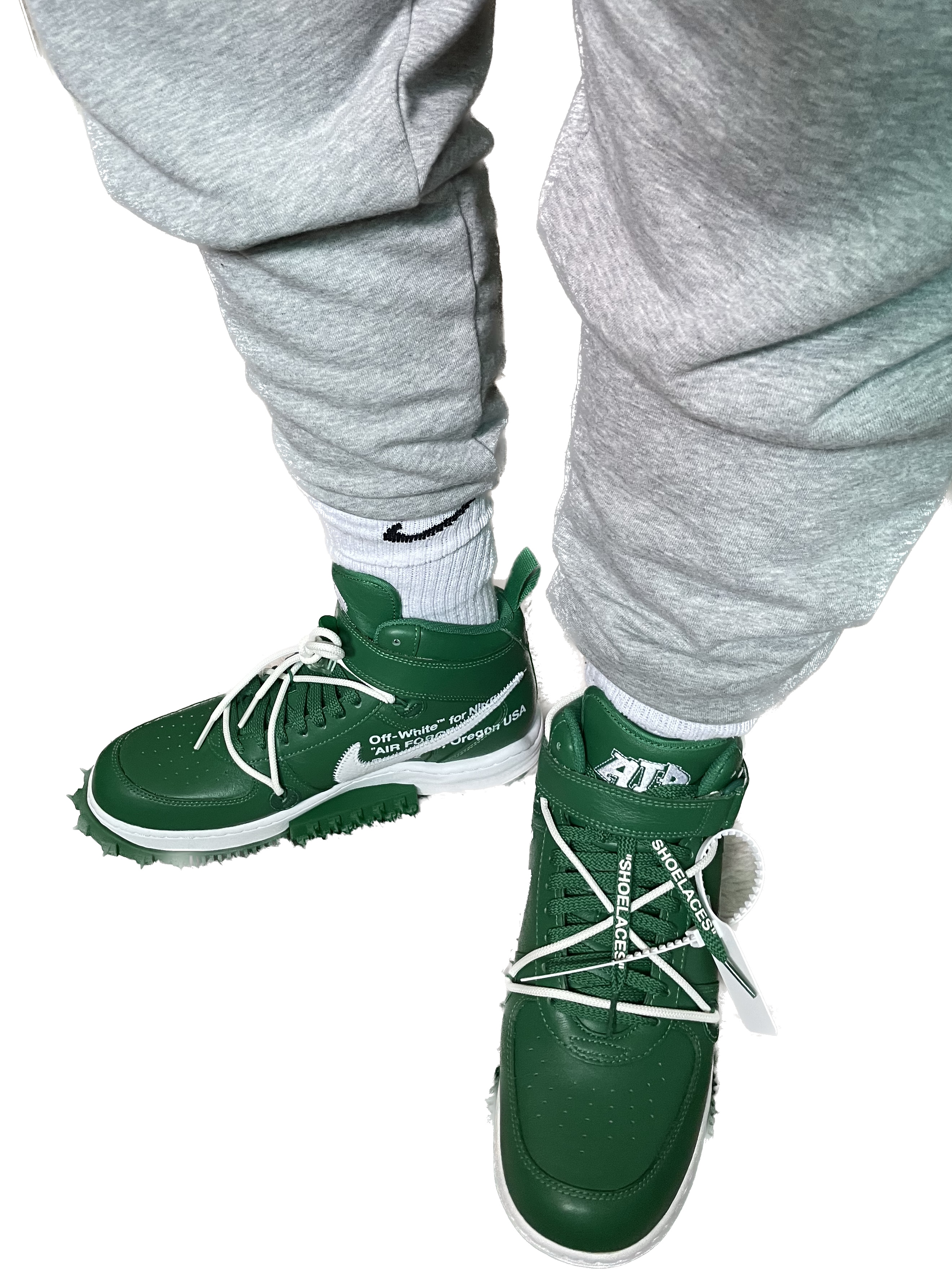 Nike x Off-White Air Force 1 Mid SP Leather Pine Green 착용 스타일 - 1