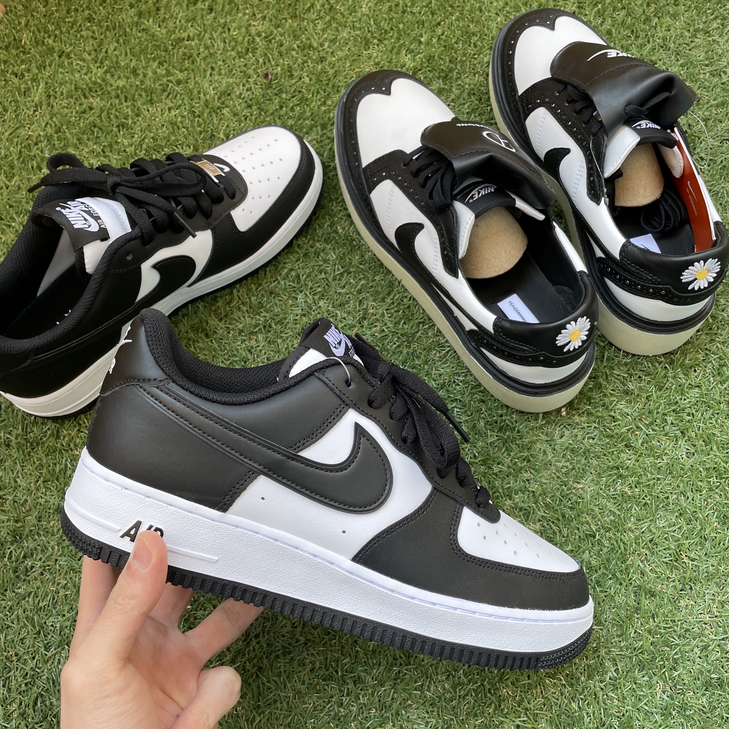 Nike x Peaceminusone Kwondo1 Black and White, Nike Air Force 1 '07 Black White 착용 스타일