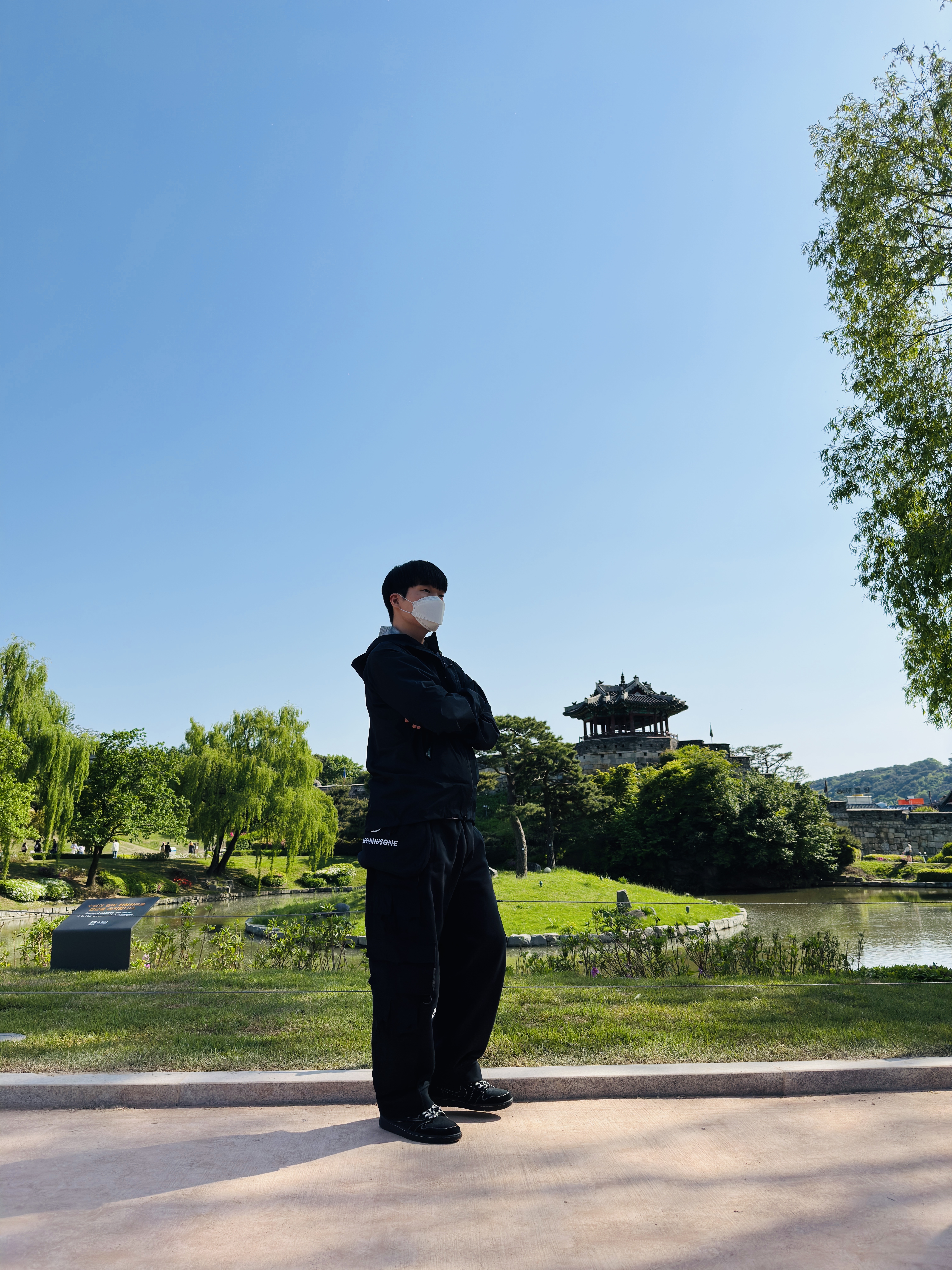 Nike x Peaceminusone Wide Pants Black (DR0096-010), Sansan Gear Windblock Jacket Dark Navy - 23SS 착용 스타일