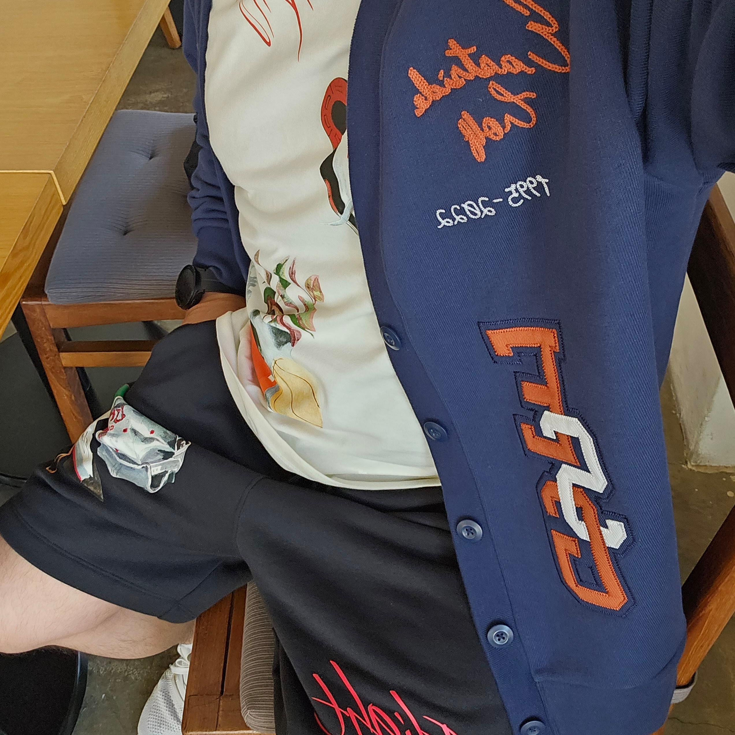 Jordan Flight Artist Series By Jacob Rochester Graphic S/S T-Shirt Sail - Asia, Jordan Flight Artist Series By Jacob Rochester Fleece Shorts Black - Asia 착용 스타일 - 3
