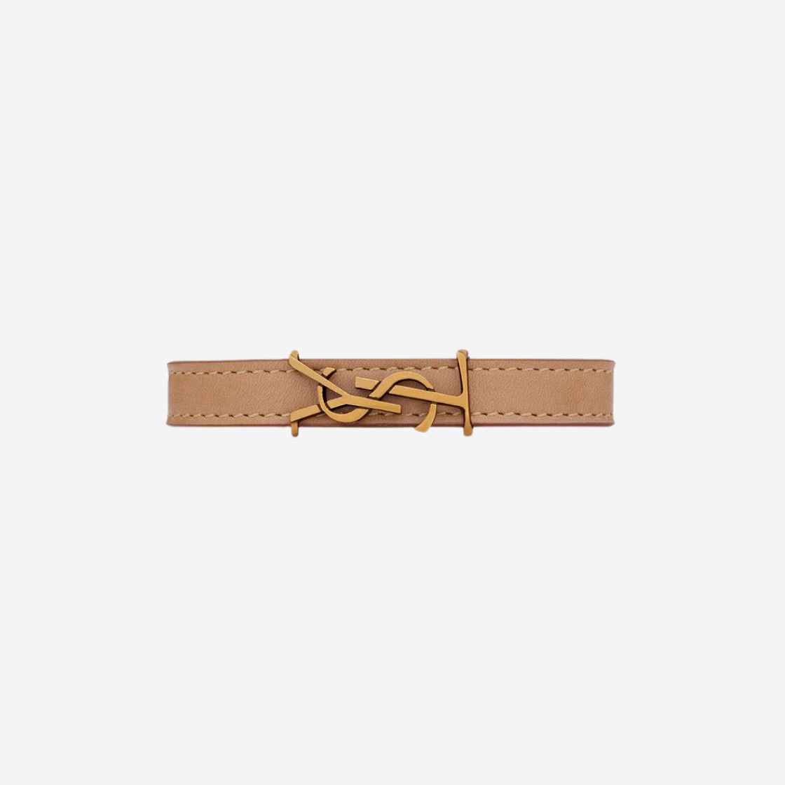 (W) Saint Laurent Opyum Bracelet in Vegetable Tanned Leather and Metal Brown Gold 상세 이미지 1