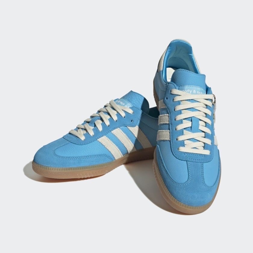 Adidas x Sporty & Rich Samba Blue Rush Cream White, Adidas x Sporty & Rich Samba Cream Blue 착용 스타일 - 4