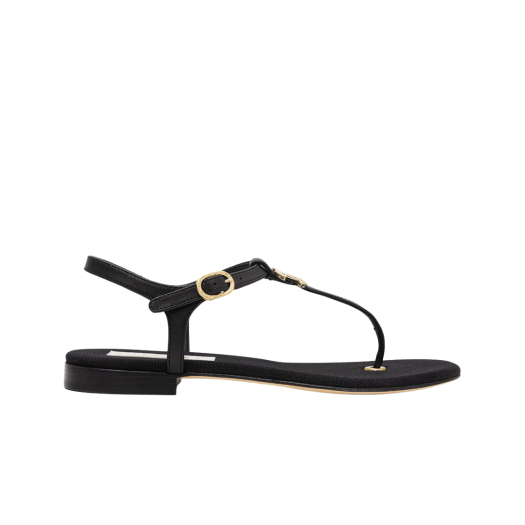 (W) Chanel Sandals Lambskin Metal & Black