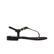 (W) Chanel Sandals Lambskin Metal & Black
