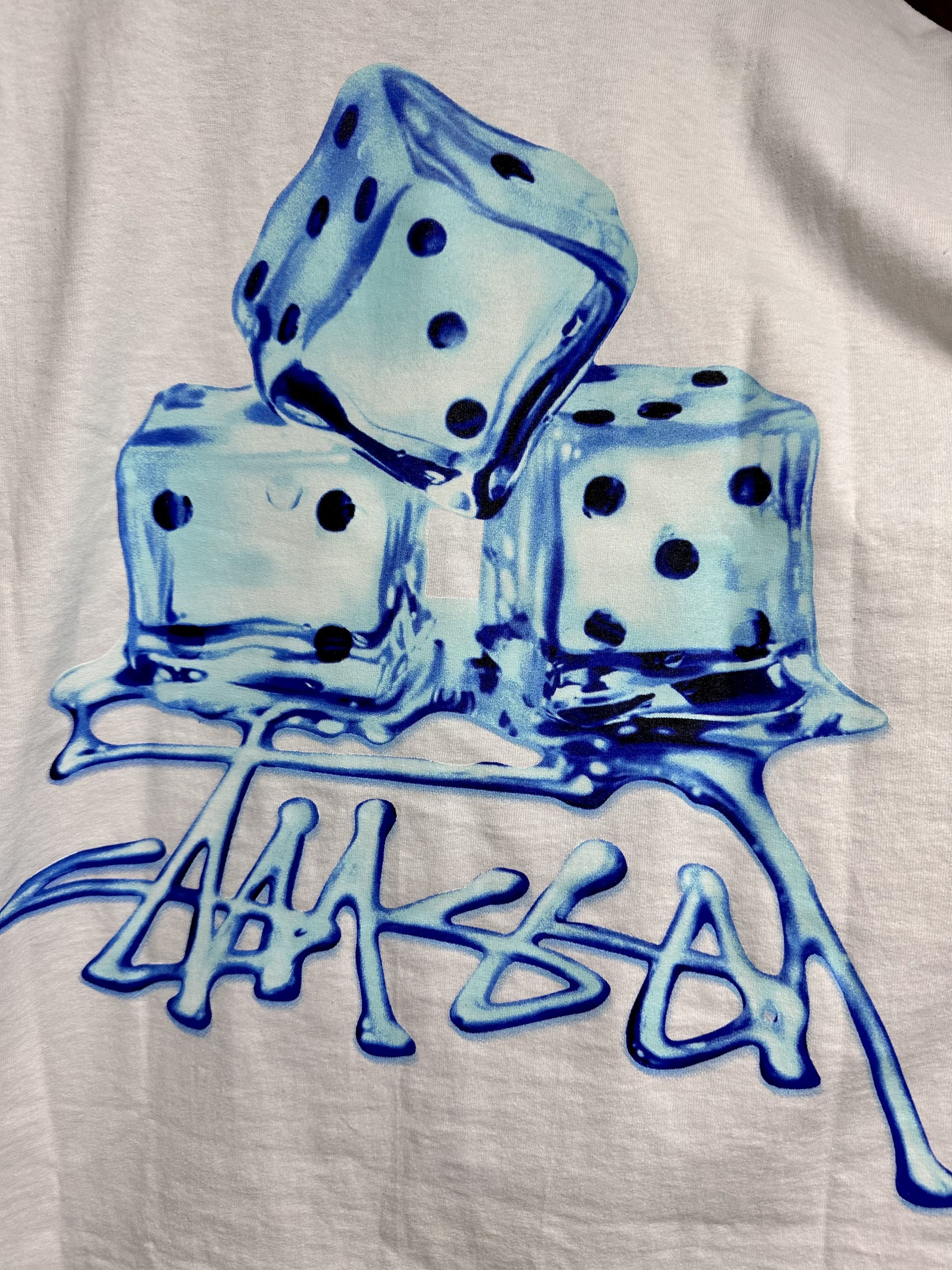 Stussy Melted T-Shirt White 착용 스타일 - 1