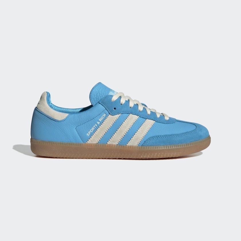 Adidas x Sporty & Rich Samba Blue Rush Cream White, Adidas x Sporty & Rich Samba Cream Blue 착용 스타일 - 2