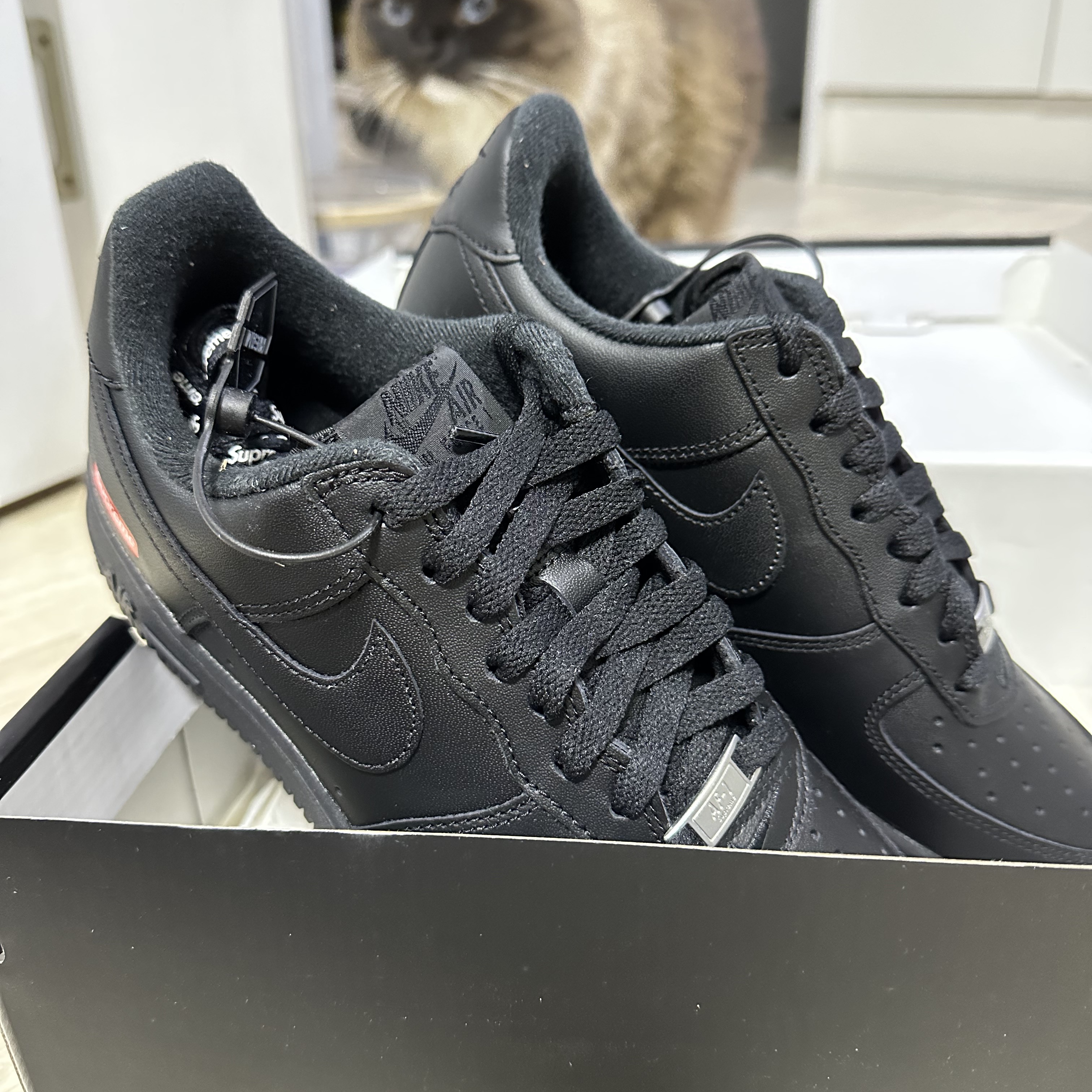 Nike x Supreme Air Force 1 Low Black 착용 스타일 - 3