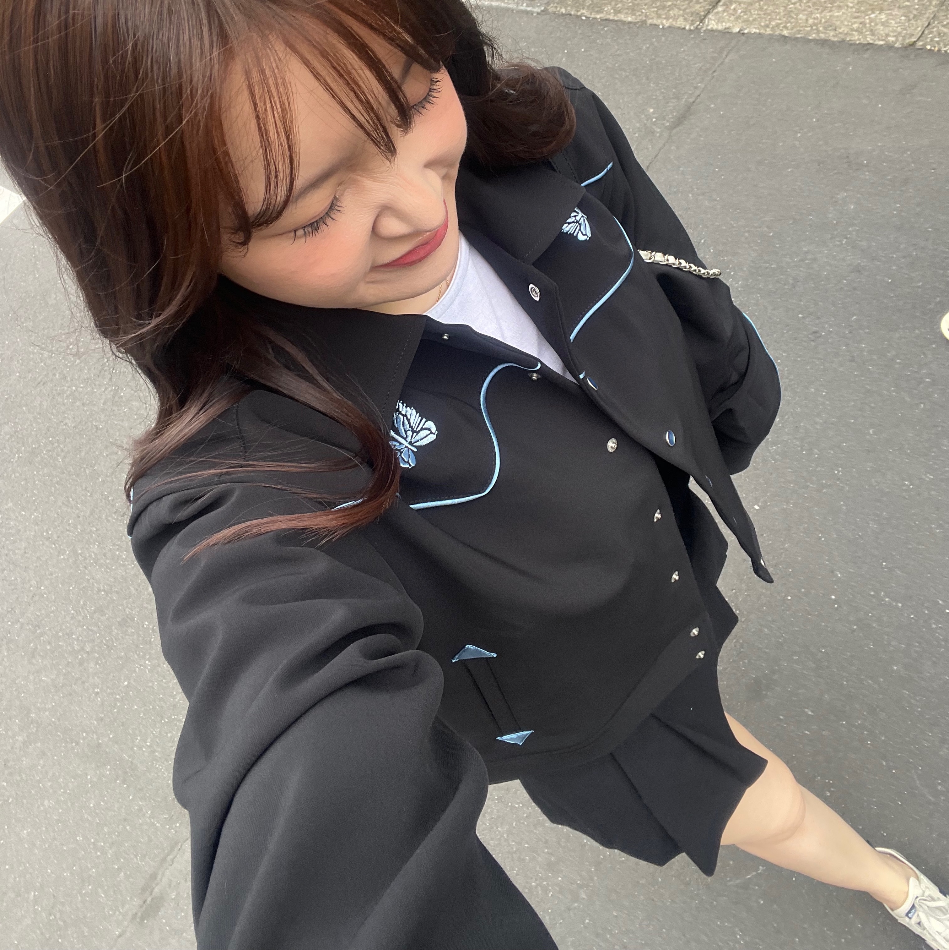 Needles PE/PU Double Cloth Piping Cowboy Jacket Black 착용 스타일 - 5