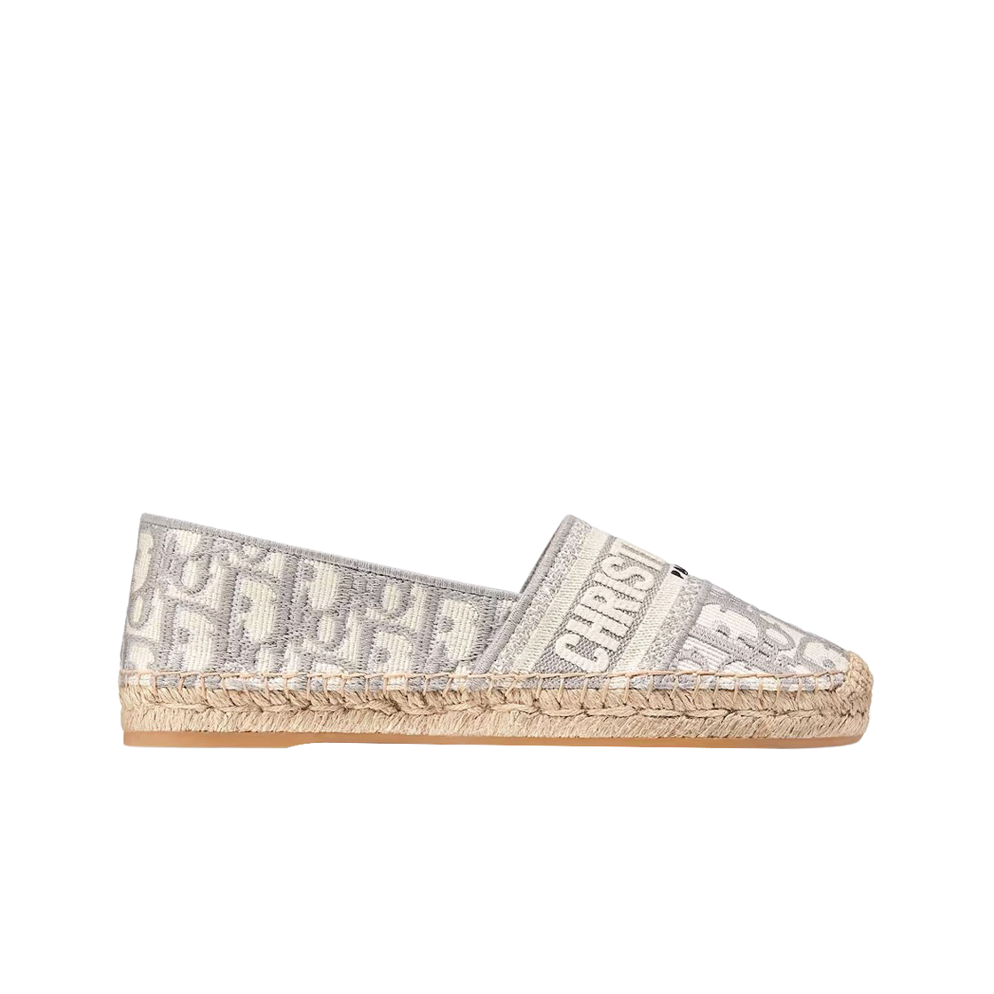 (W) 디올 그랑빌 에스파드리유 그레이 스톤 디올 오블리크 자수 코튼((W) Dior Granville Espadrille Gray Stone Dior Oblique Embroidered Cotton) - 1