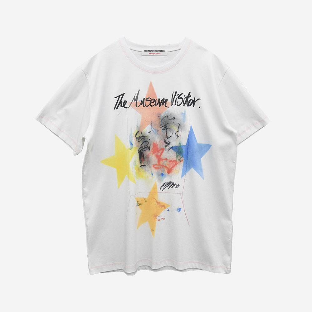 더뮤지엄비지터 멀티 스타 스프레이드 티셔츠 화이트 | The Museum Visitor | KREAM The Museum Visitor Multi Star Sprayed T-Shirt... 